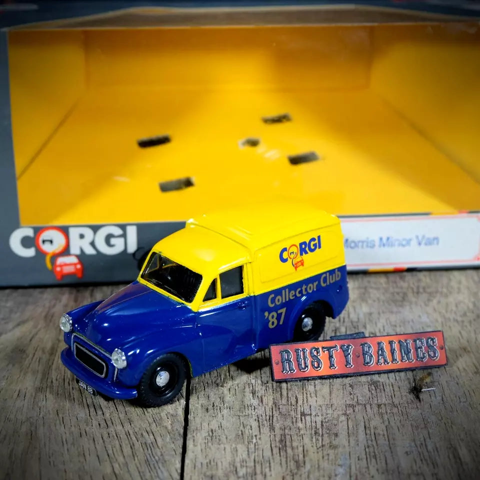 Corgi Collector Club Morris Minor Van 1988, Blue/Yellow, Boxed