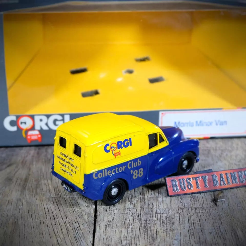 Corgi Collector Club Morris Minor Van 1988, Blue/Yellow, Boxed
