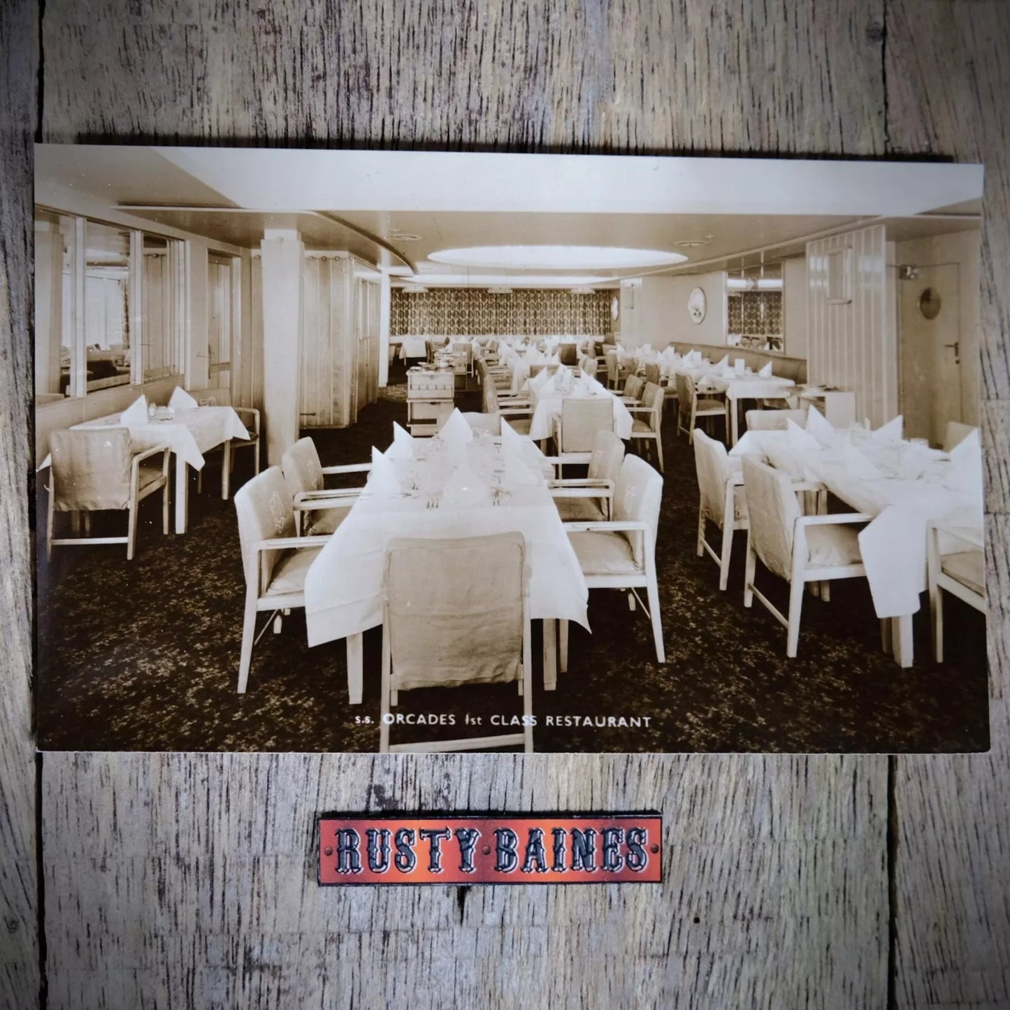 Postcard, SS Orcades Ocean Liner Ship Interior, 1st Class Restaurant