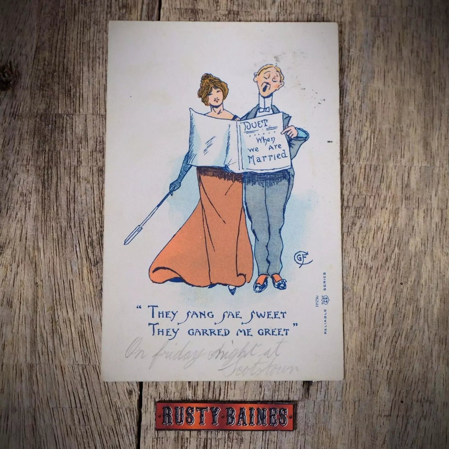 Postcard, Comic, Duet Singers, Married Life