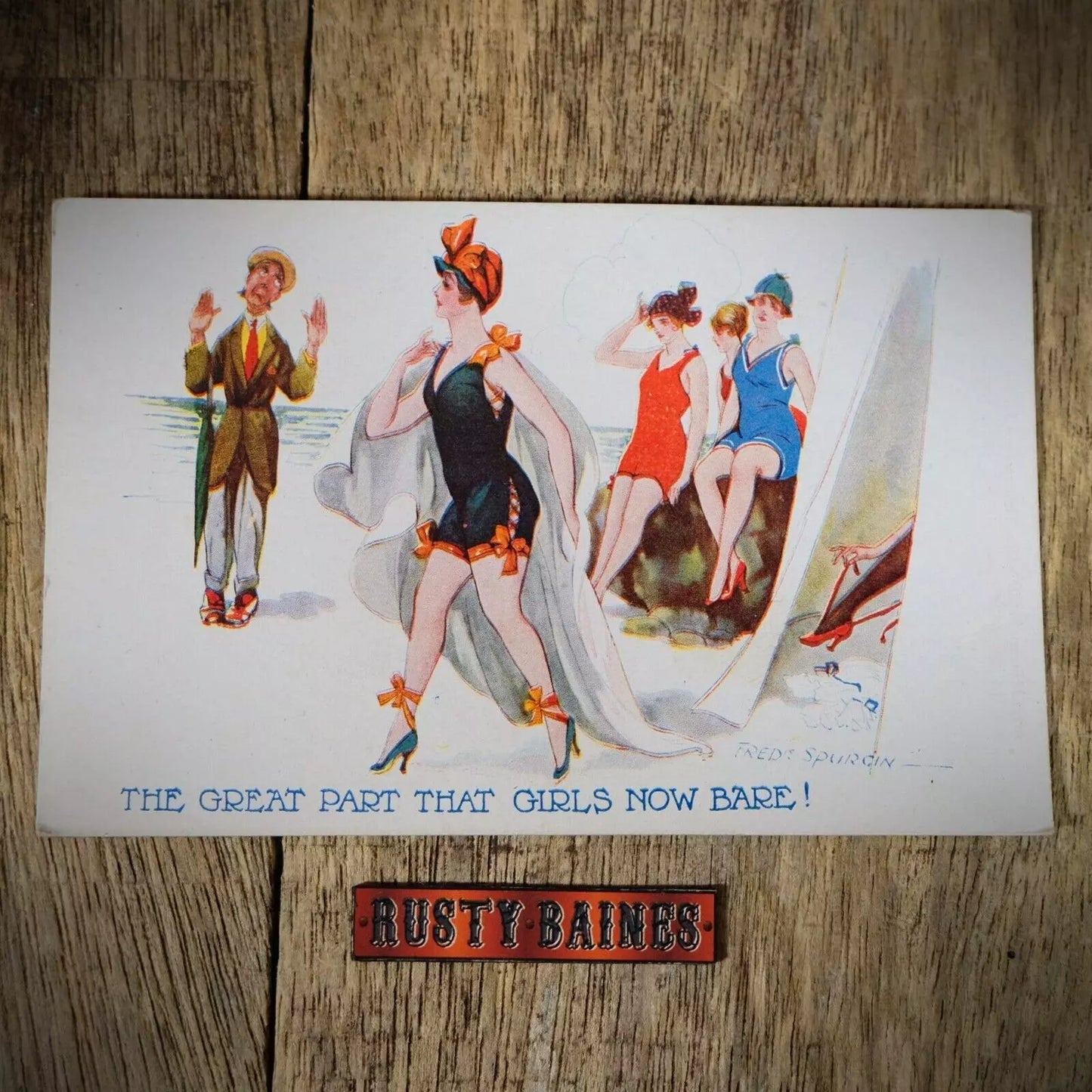 Postcard, Comic, Fred Spurgin, Revealing Bathing Beauty Girls
