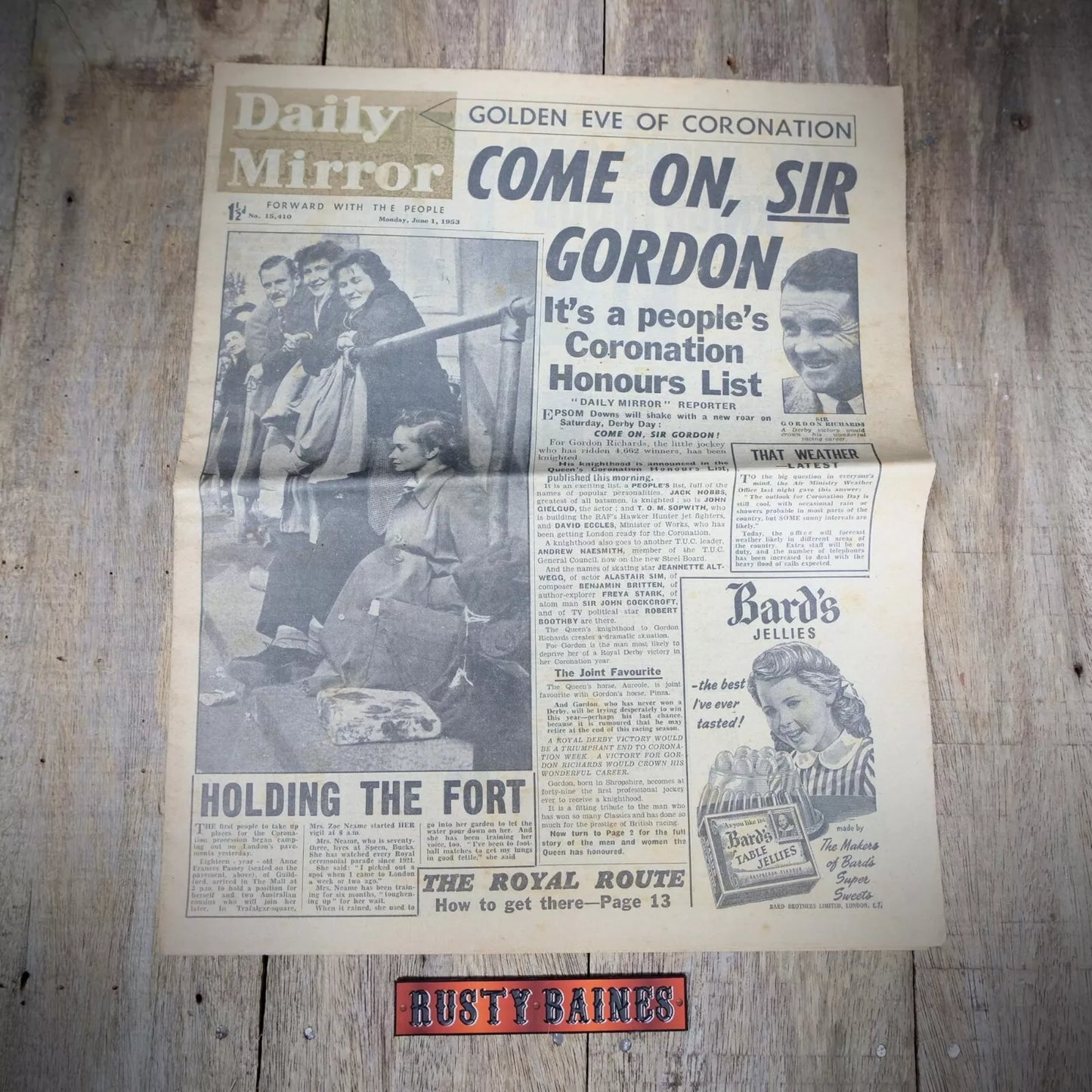 Original Vintage Newspaper, Daily Mirror June 1st 1953, Queen's Coronation