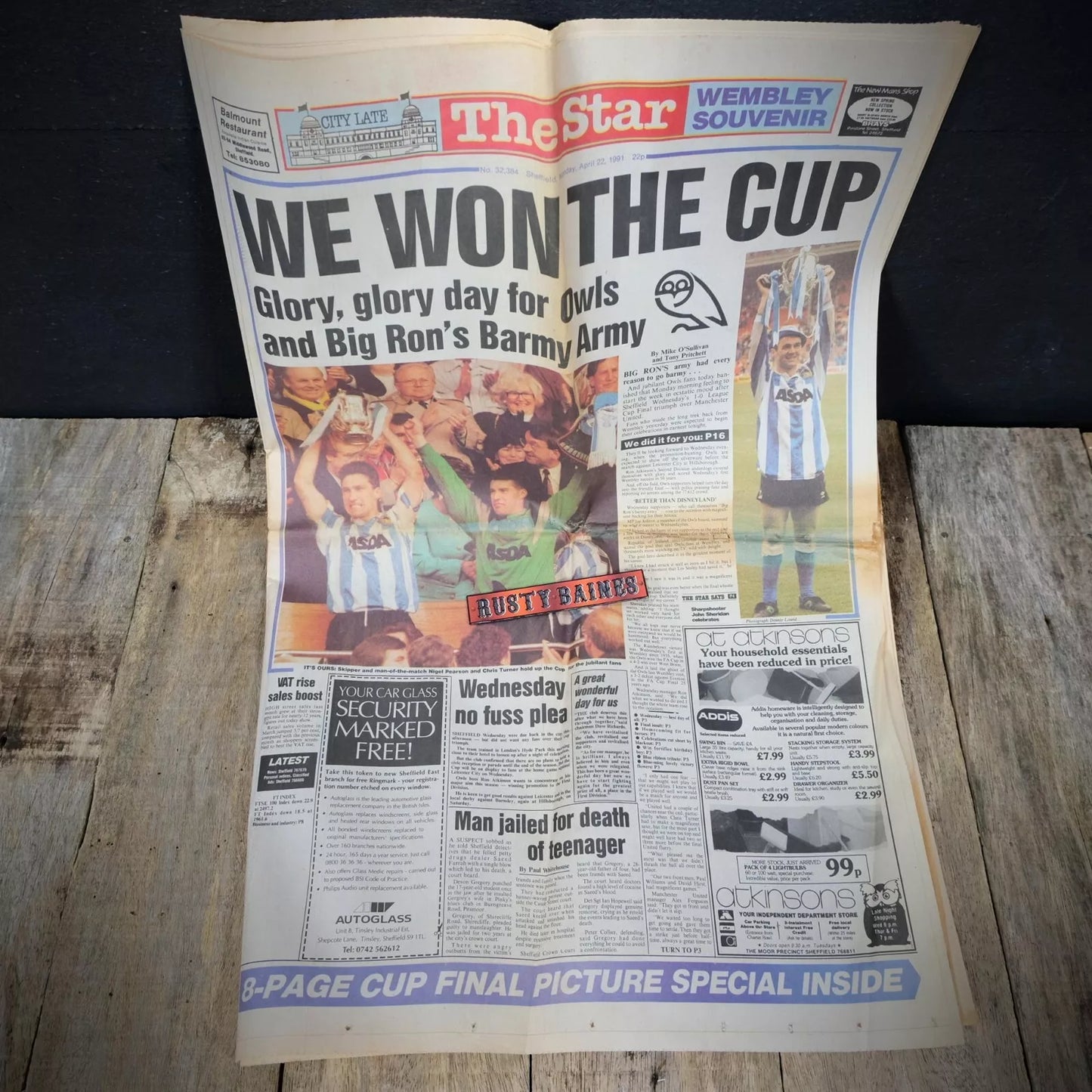 Newspaper, Star, April 22nd 1991 Sheffield Wednesday Big Ron's Barmy Army