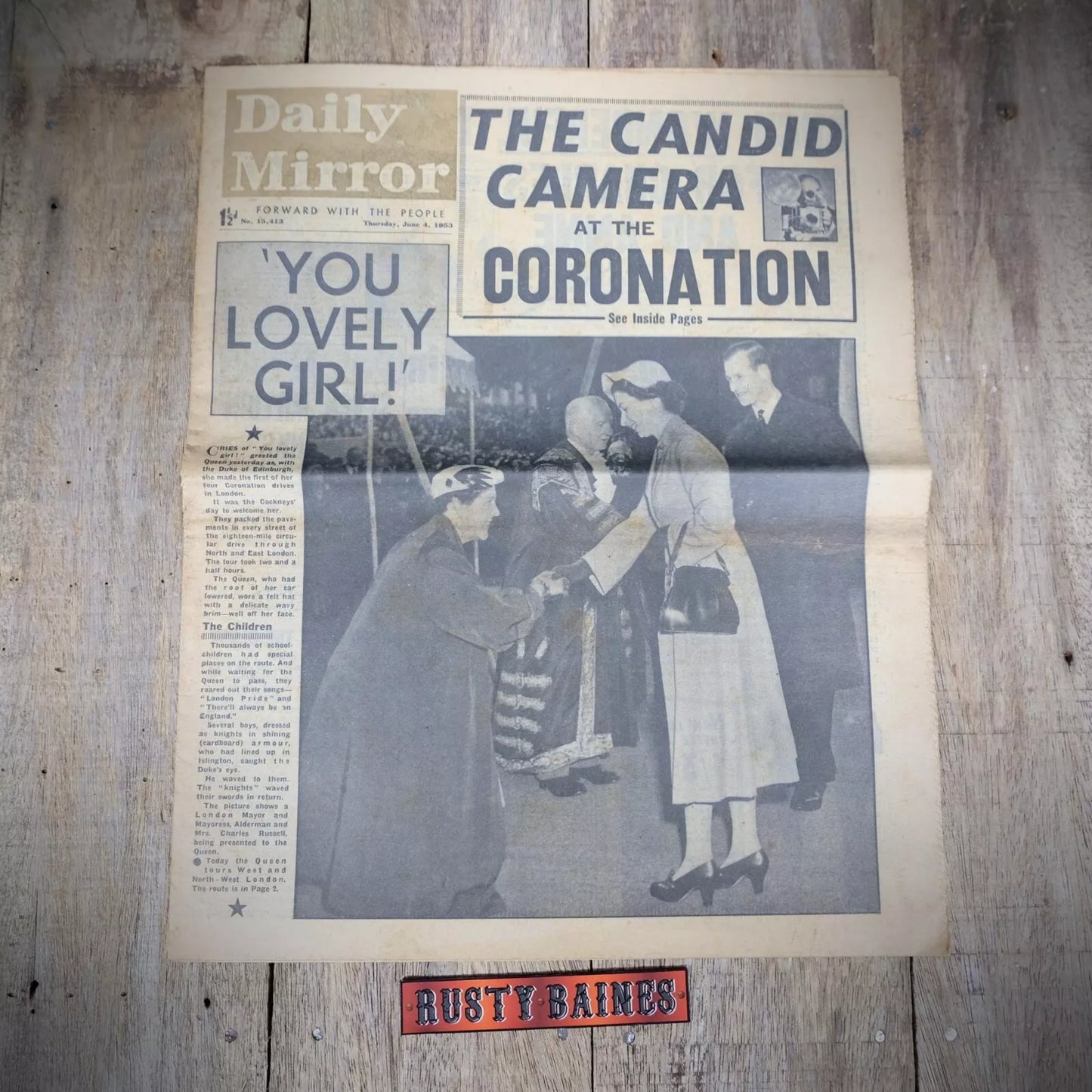 Original Vintage Newspaper, Daily Mirror June 4th 1953, Queen Elizabeth