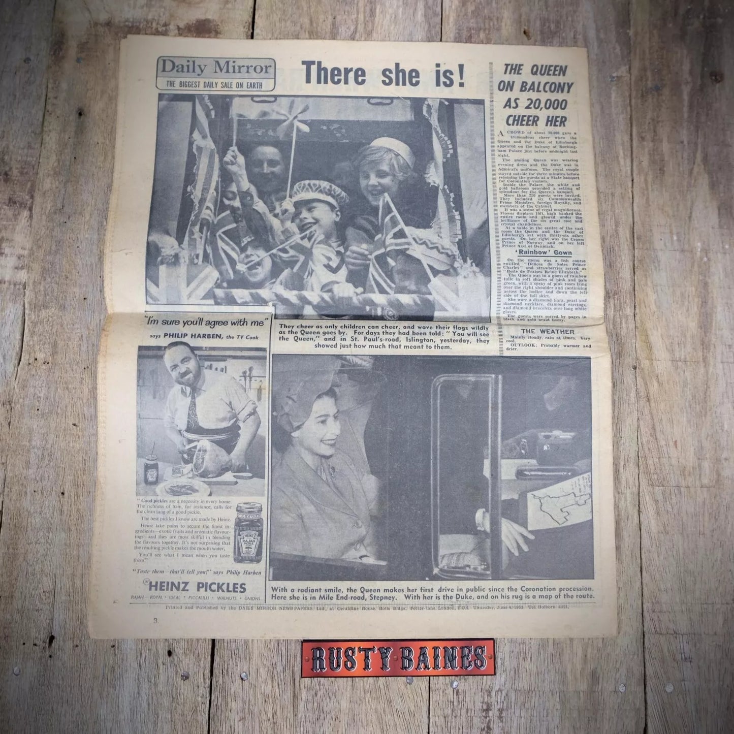 Original Vintage Newspaper, Daily Mirror June 4th 1953, Queen Elizabeth