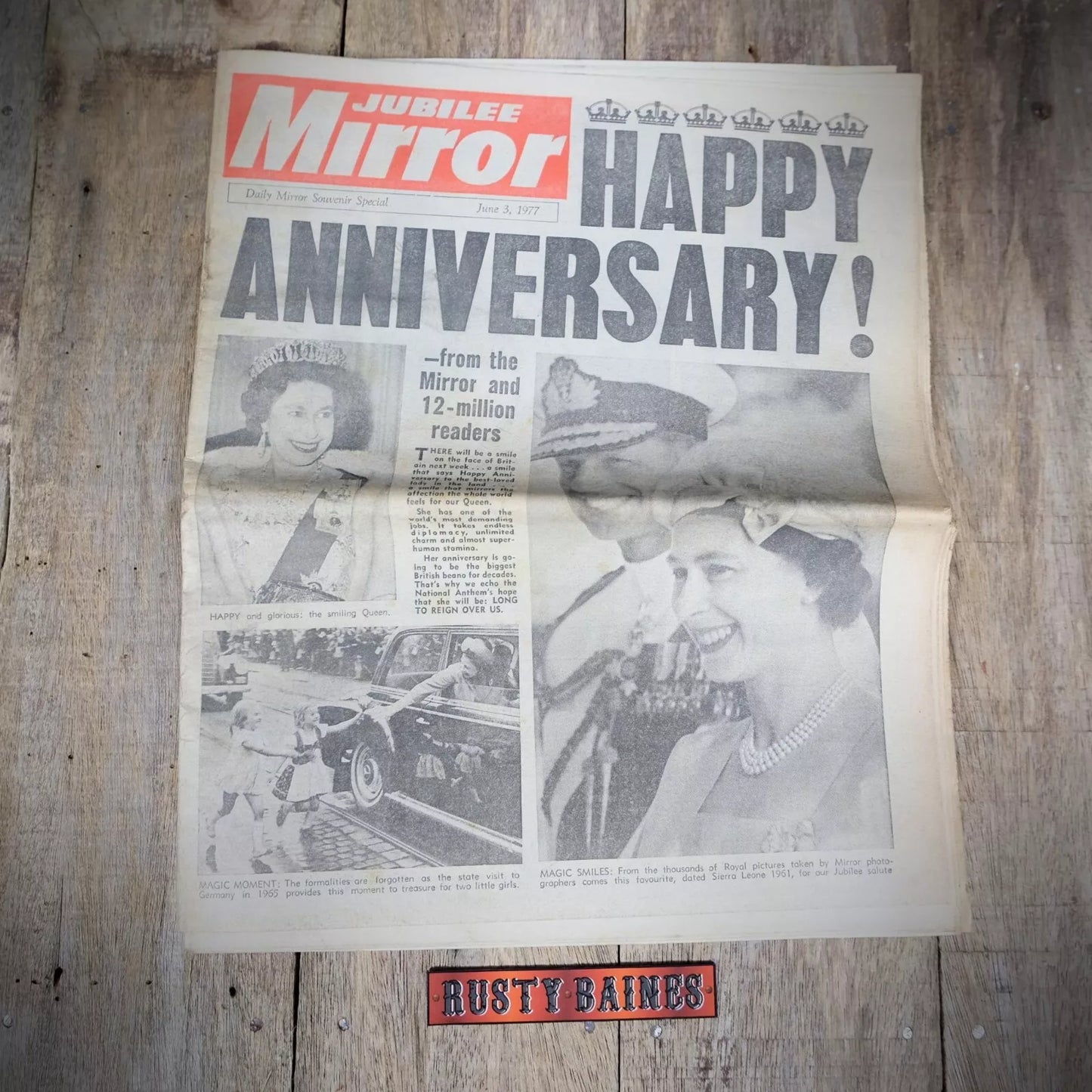 Vintage Newspaper, Daily Mirror, June 3rd 1977, Queen's Silver Jubilee