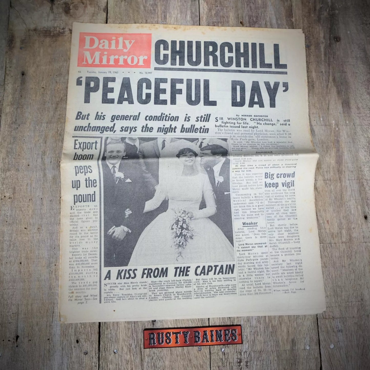 Original Vintage Newspaper, Daily Mirror January 19th 1965 Alan Harris/Churchill