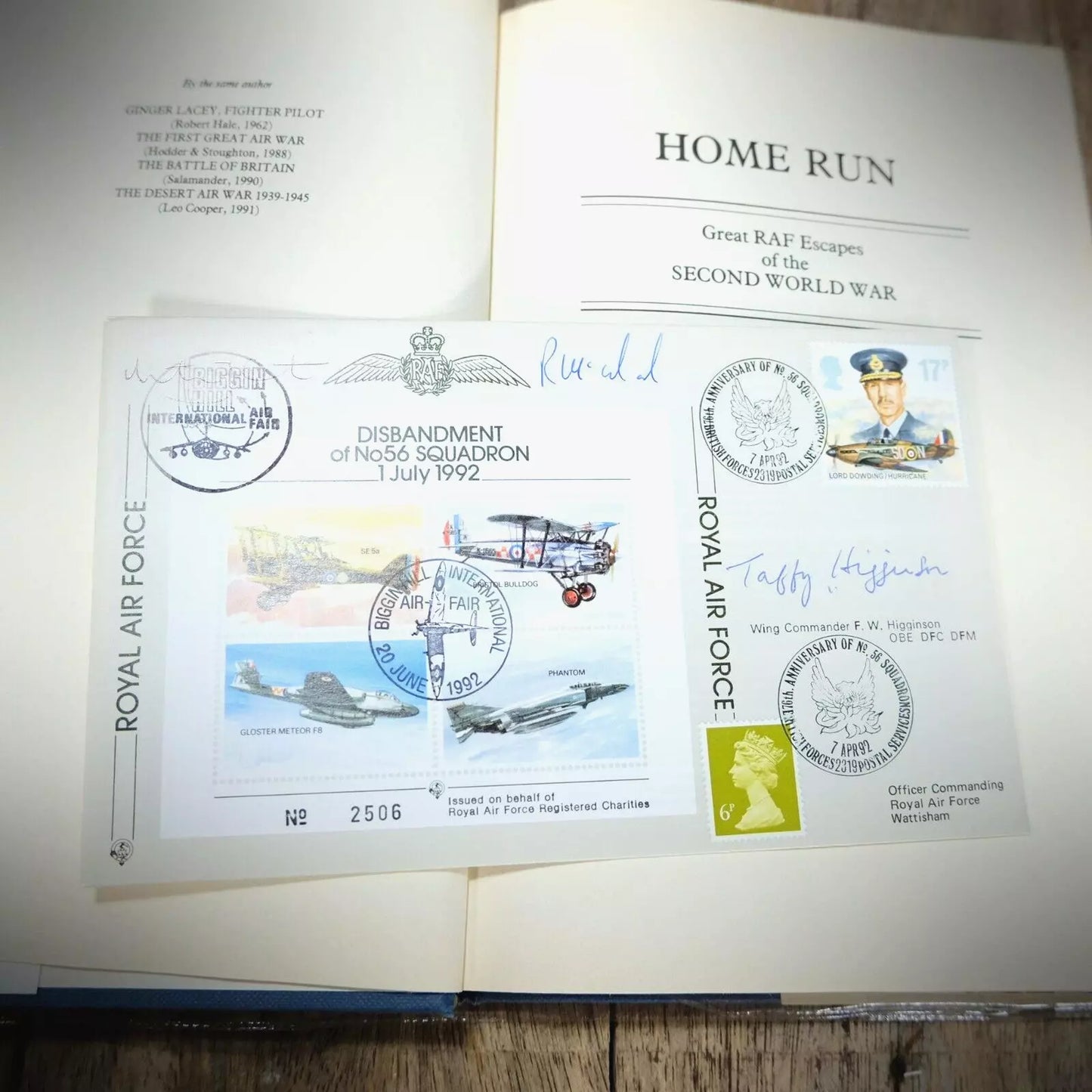 Home Run, RAF WW2 Escapes, Signed No.56 Squadron Cover Hardcover 1992