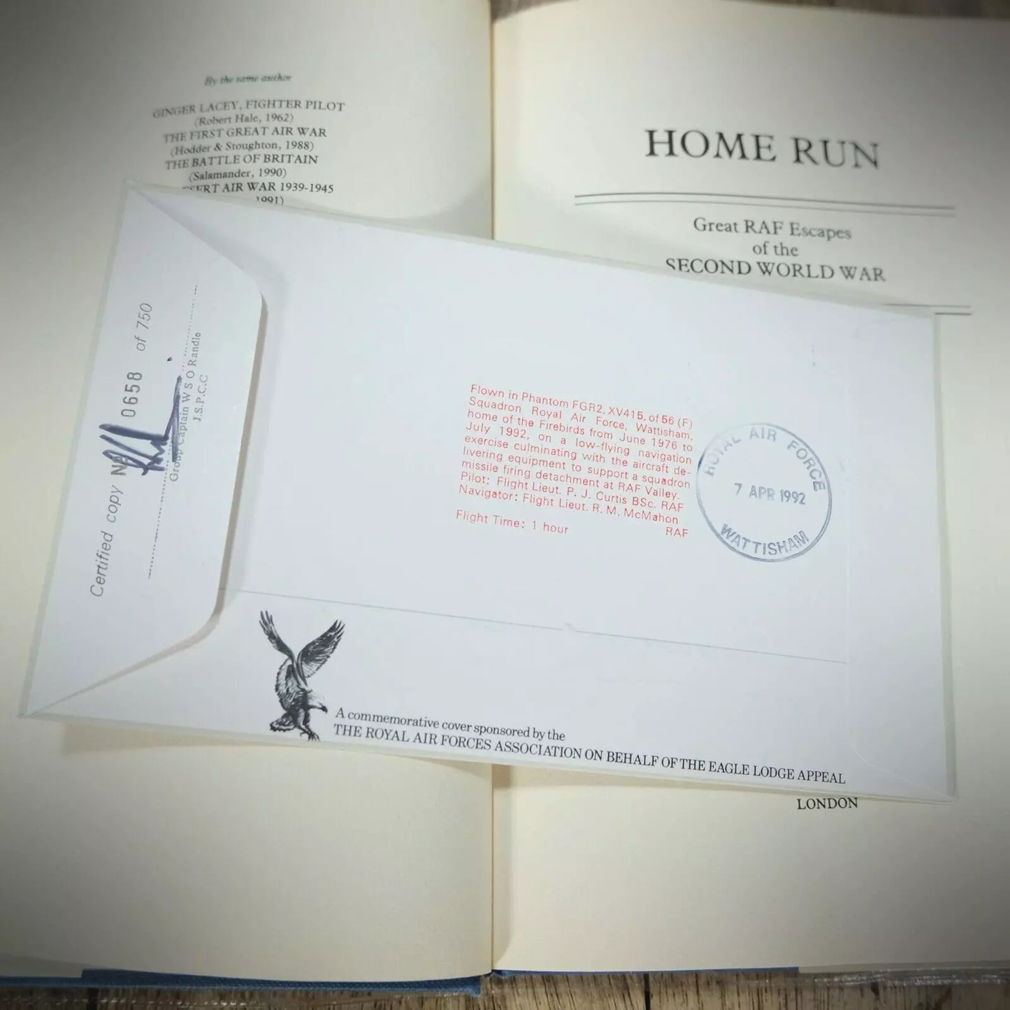 Home Run, RAF WW2 Escapes, Signed No.56 Squadron Cover Hardcover 1992