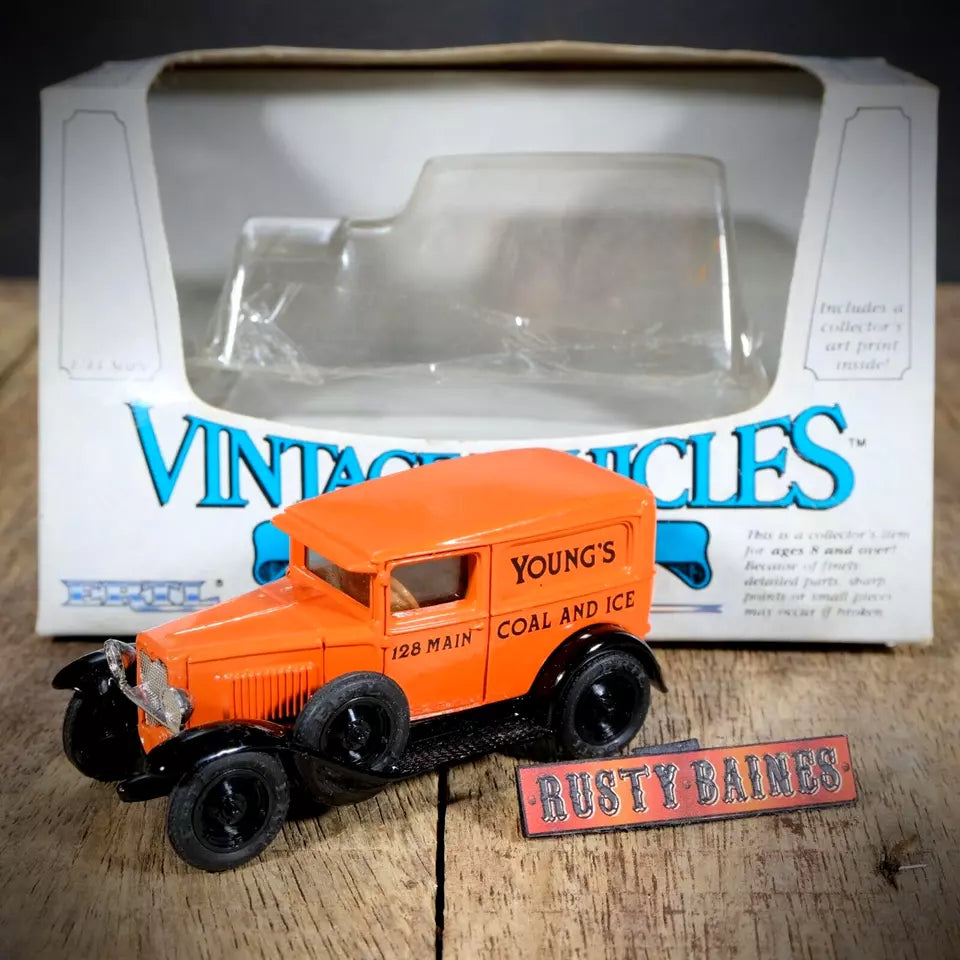 ERTL 1930 Chevy ADTruck Van, Young's Coal, Orange, Boxed