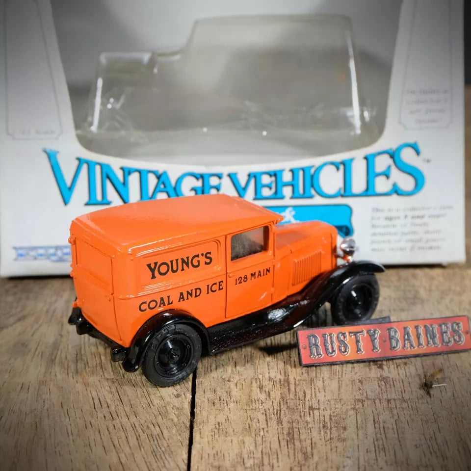 ERTL 1930 Chevy ADTruck Van, Young's Coal, Orange, Boxed