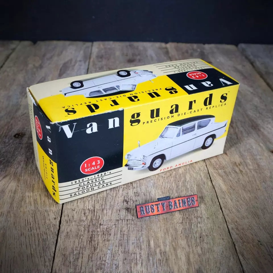Lledo Vanguards Ford Anglia, White/Green Two-Tone, Boxed