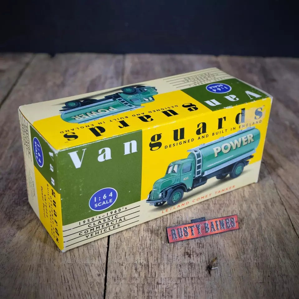 Lledo Vanguards Leyland Comet Petrol Tanker, Green, Made in England, Boxed