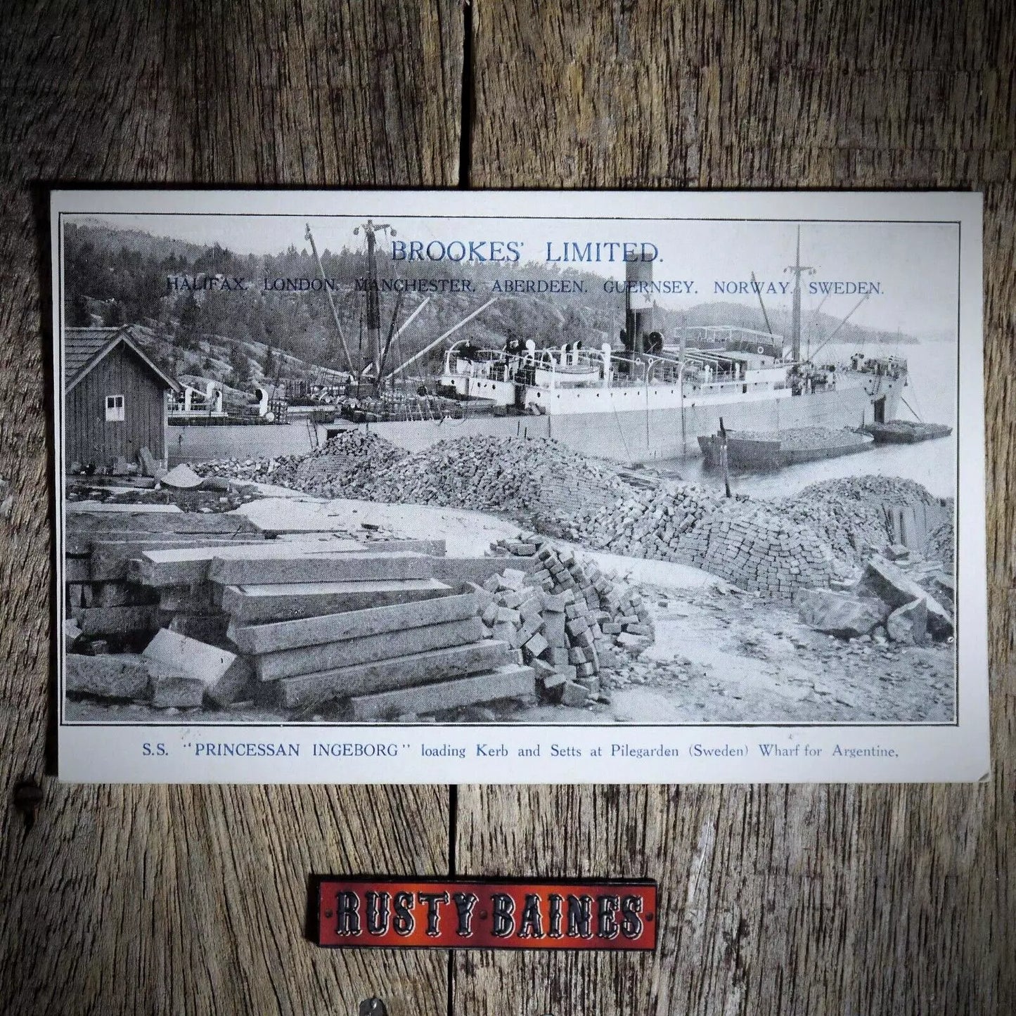 Postcard, SS Prinsessan Ingeborg, Sweden, Brookes Shipping Ltd