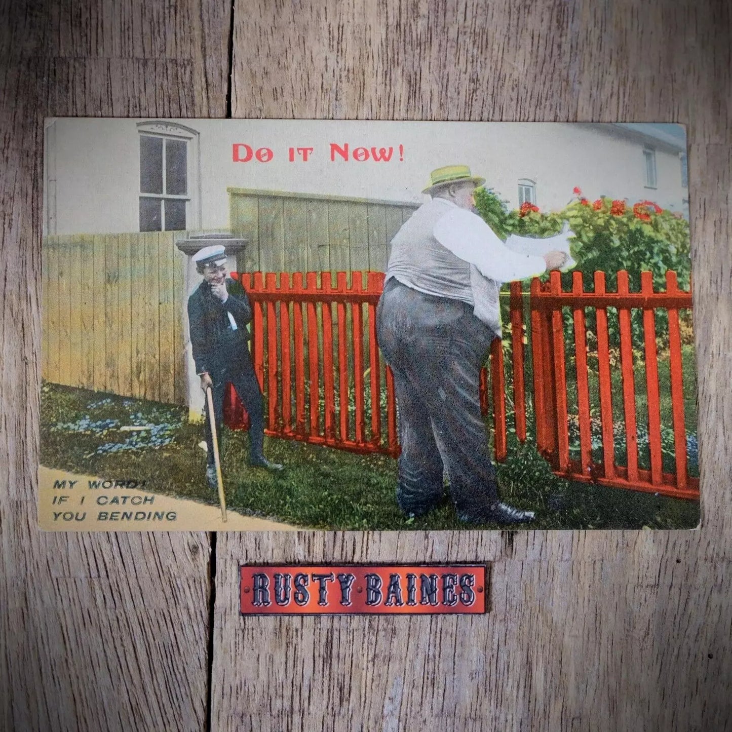 Postcard, Comic, My Word if I Catch You Bending, Chubby Man, Cane