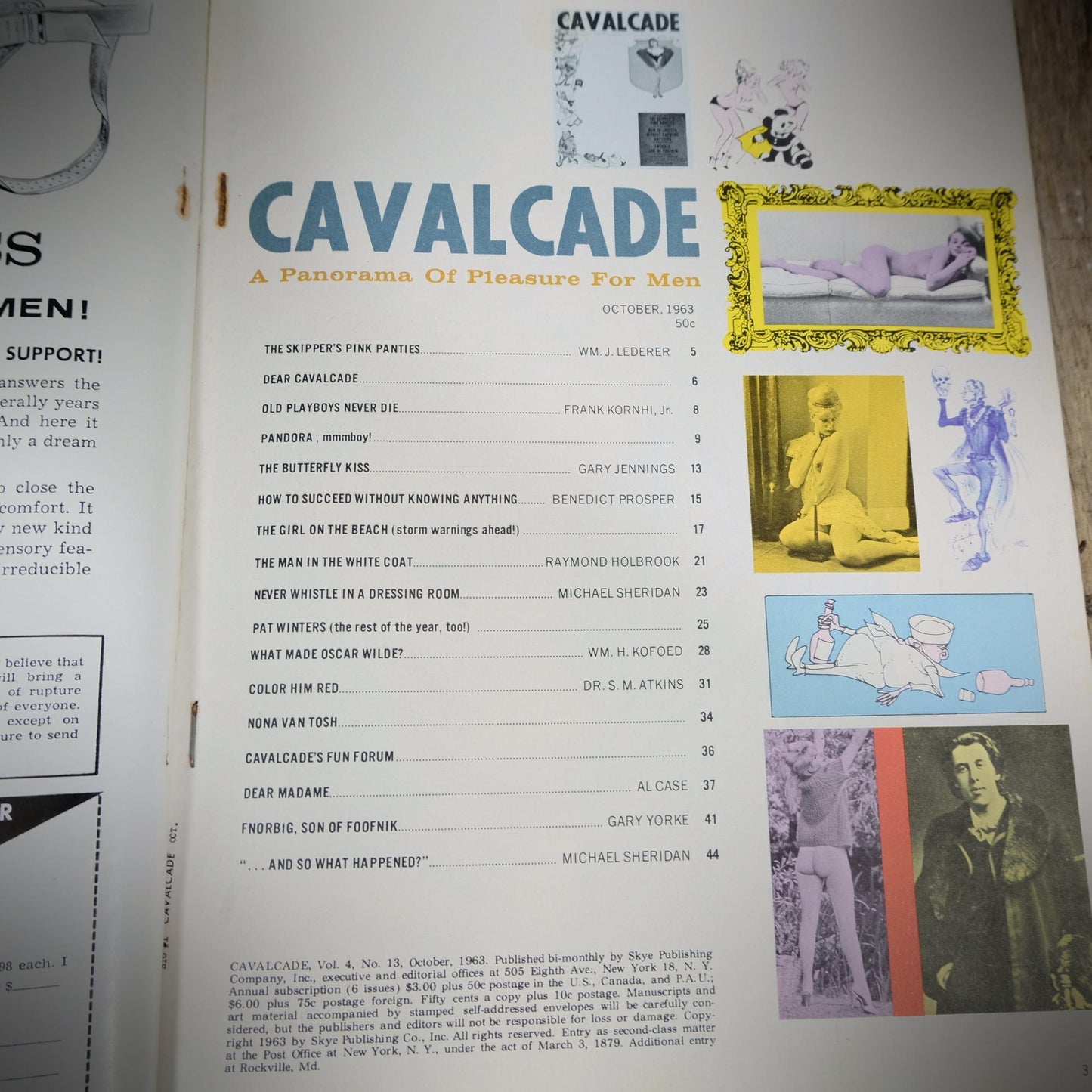 Vintage Men's U.S. Glamour Magazine, Cavalcade, October 1963, Glamour, Stories