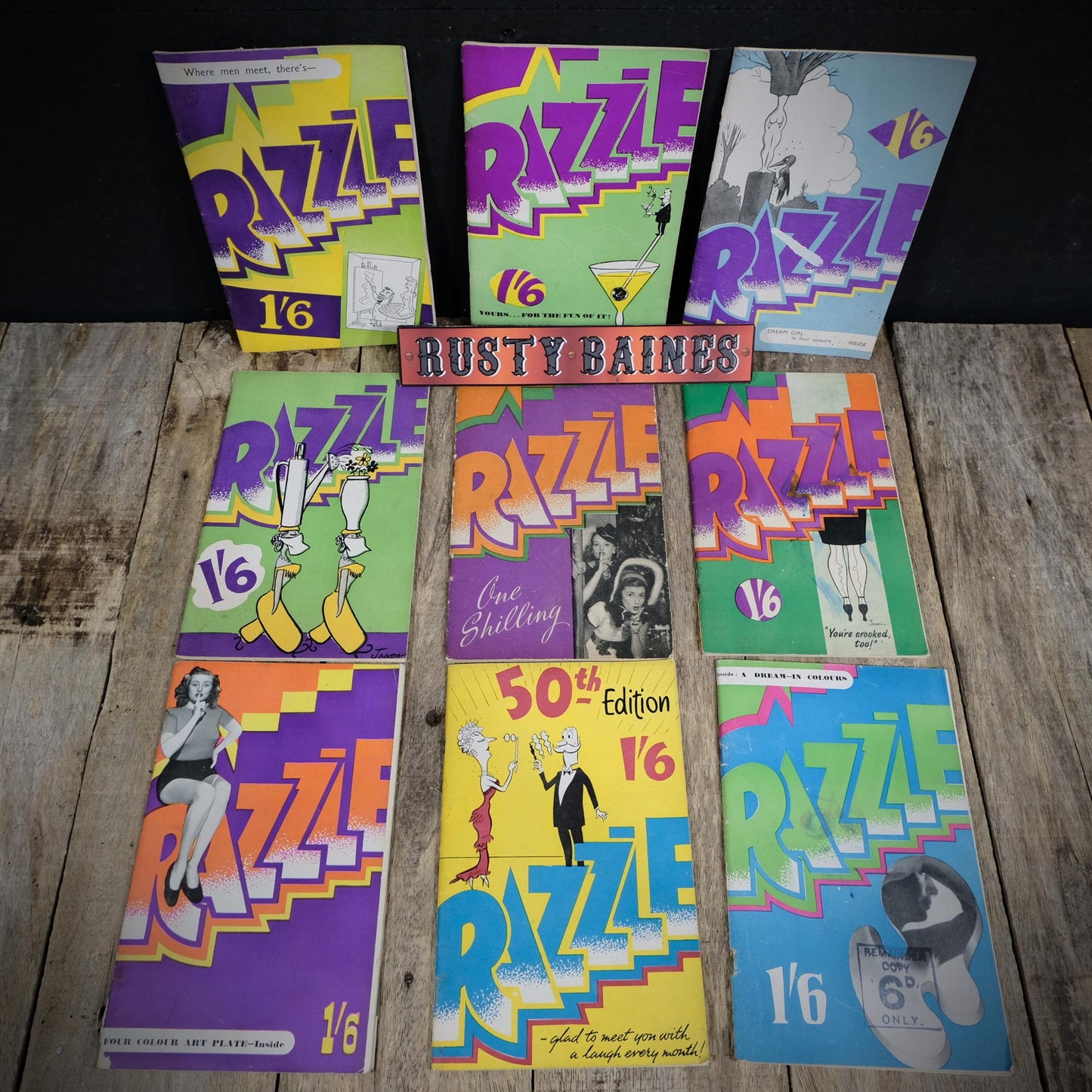 Vintage British Pocket Magazine Bundle, Razzle, 1930s, Glamour, Pin-Up, Seaside Comic Adult Humour