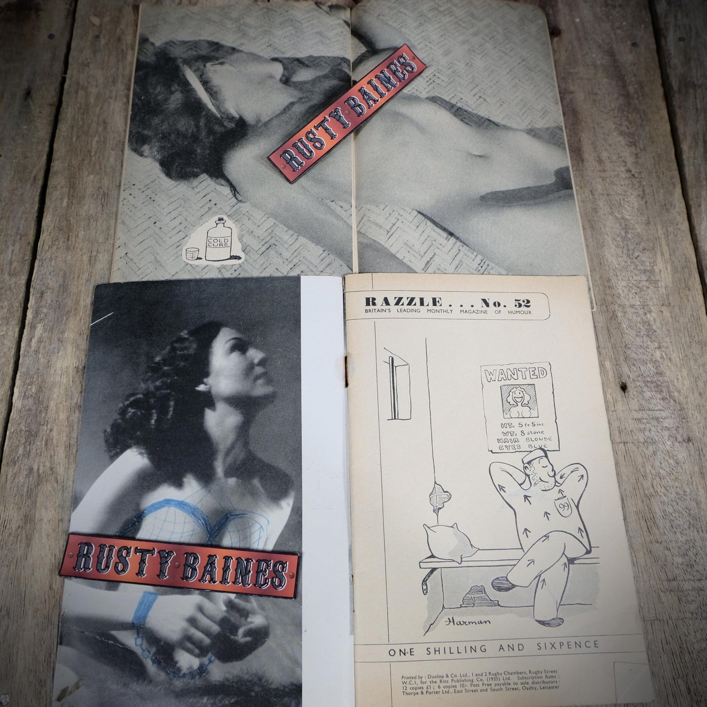 Vintage British Pocket Magazine Bundle, Razzle, 1930s, Glamour, Pin-Up, Seaside Comic Adult Humour