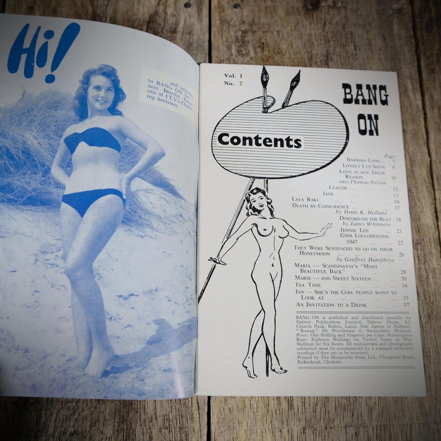 Vintage Pocket Magazine, Bag On Vol.1 #7 Men's Glamour Pin-Up Cheesecake, Laya Raki