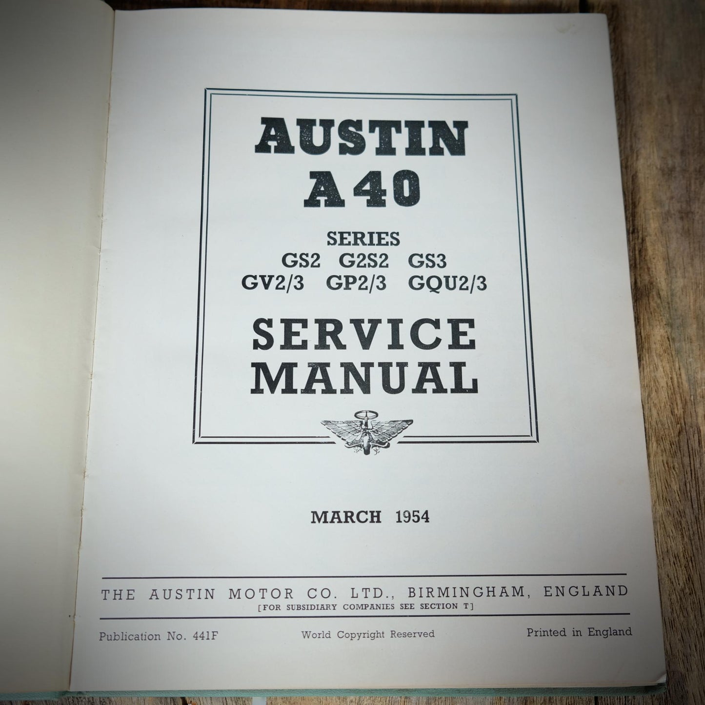 Original Vintage Factory Service & Repair Manual for Austin A40 GS2 GS3 GV2 GQU2 GP2, No.441F