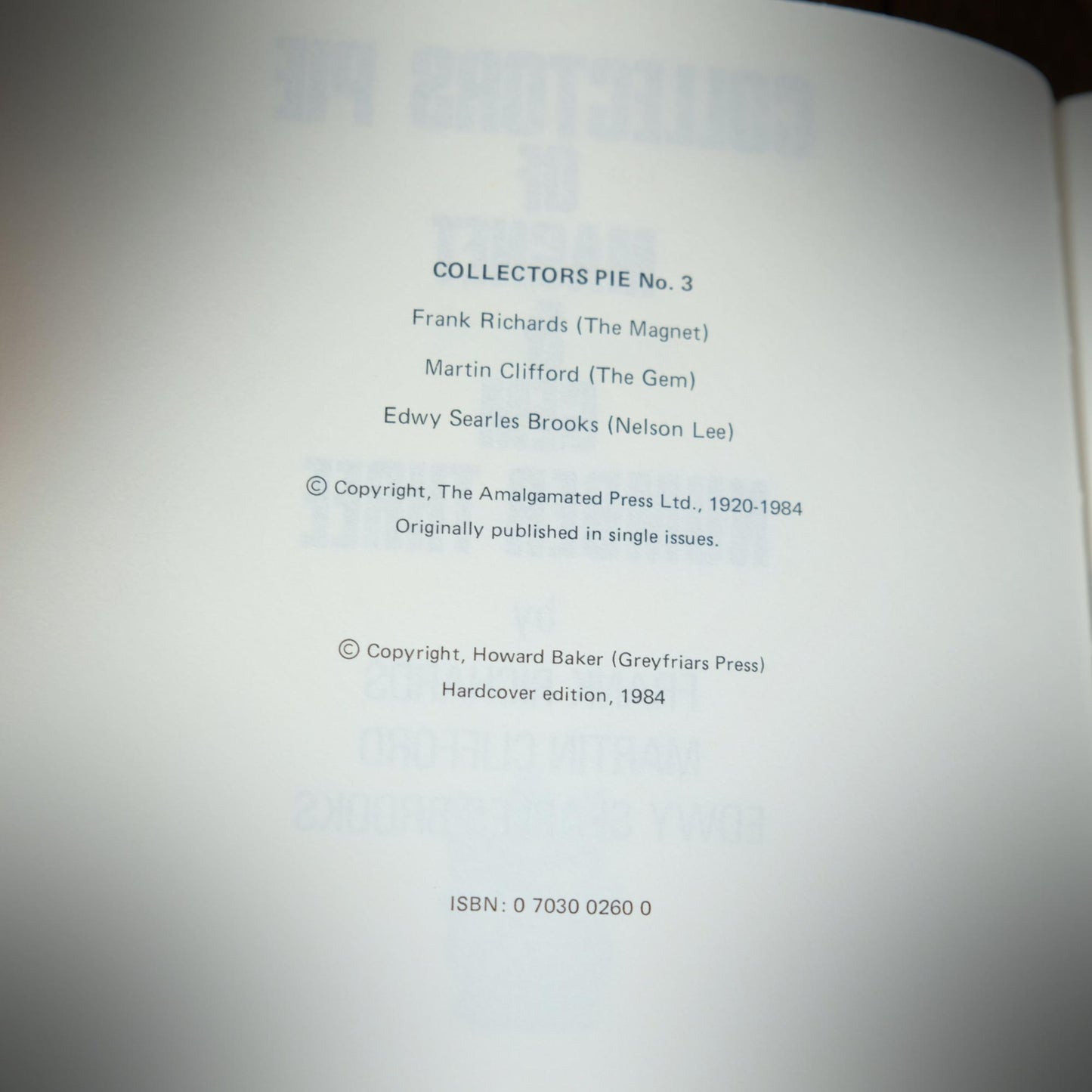 Collectors Pie No.3, Frank Richards, Martin Clifford, Howard Baker Annual Volume #20 Hardcover 1984