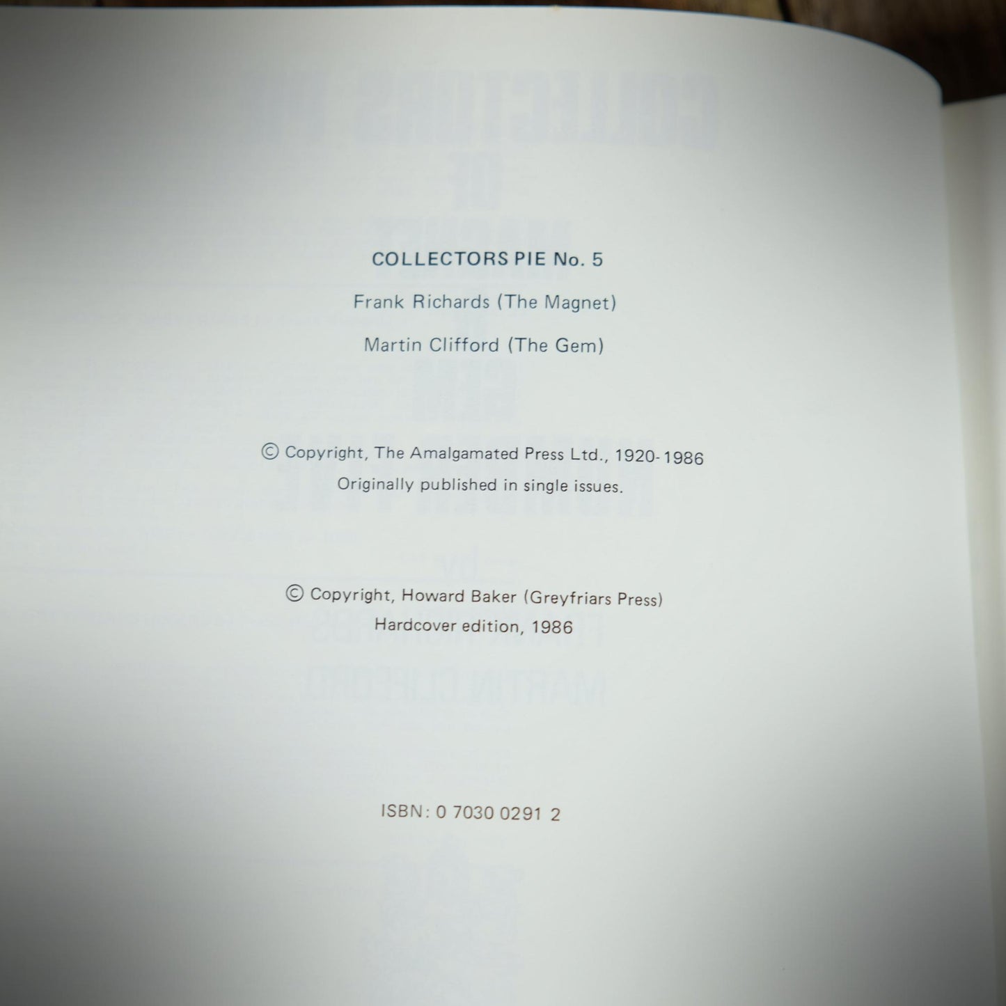 Collectors Pie No.5, Frank Richards, Martin Clifford, Howard Baker Annual Volume #24 Hardcover 1986