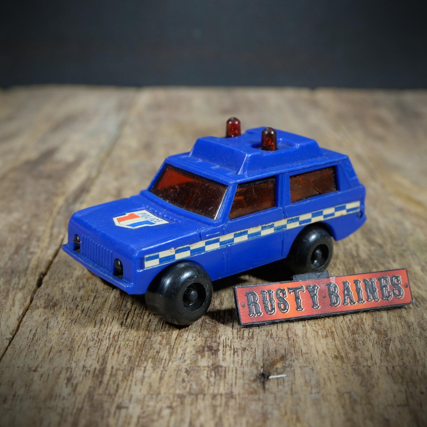 Vintage Plastic Range Rover Classic Police Car, Friction-Drive, Hong Kong