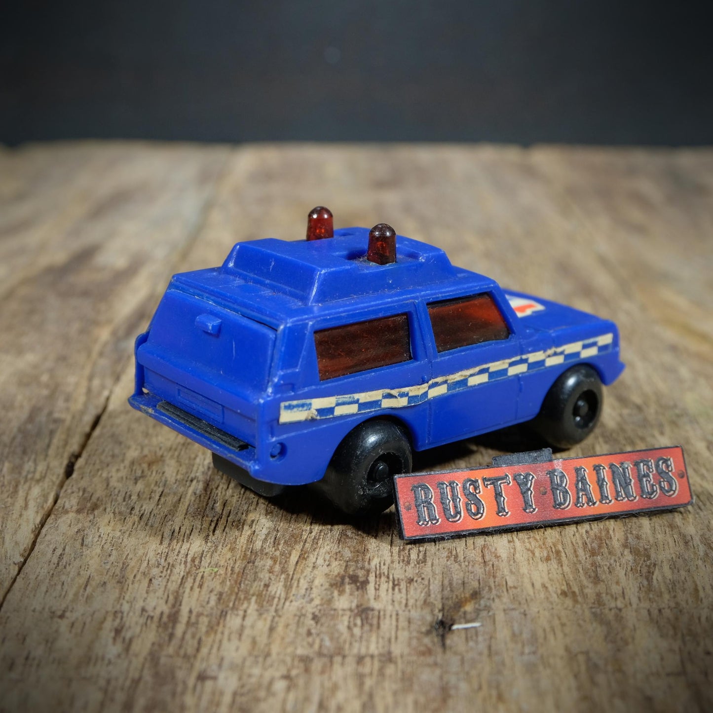 Vintage Plastic Range Rover Classic Police Car, Friction-Drive, Hong Kong