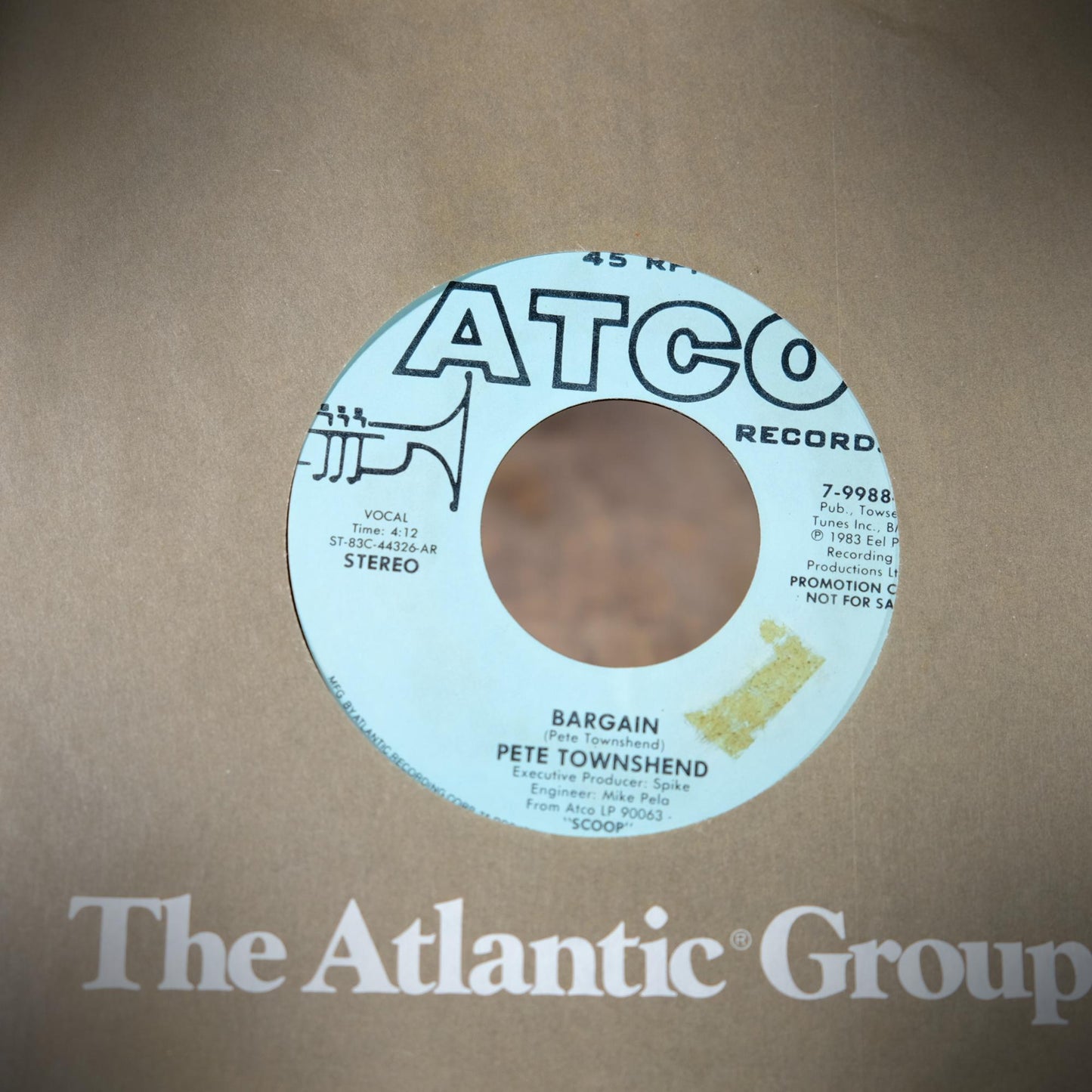 Record 7" Single, Pete Townshend - Bargain (Atco Promo)
