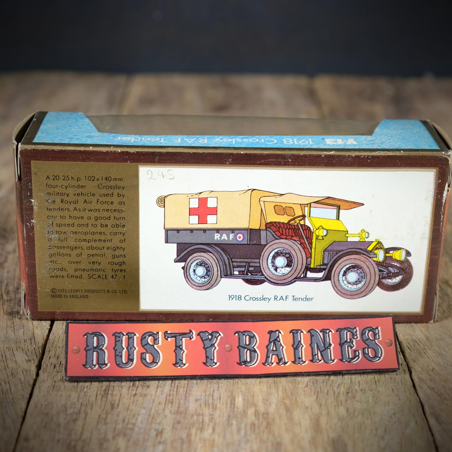 Vintage Matchbox Models of Yesteryear Y13 1918 WW1 Crossley RAF Tender