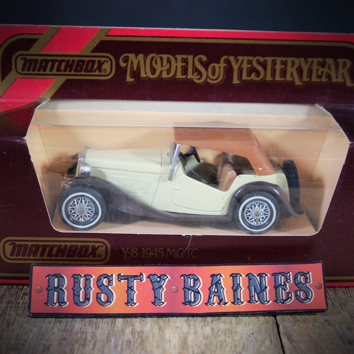 Vintage Matchbox Models of Yesteryear Y8 1945 MG TC British Sports Car, Cream/Brown