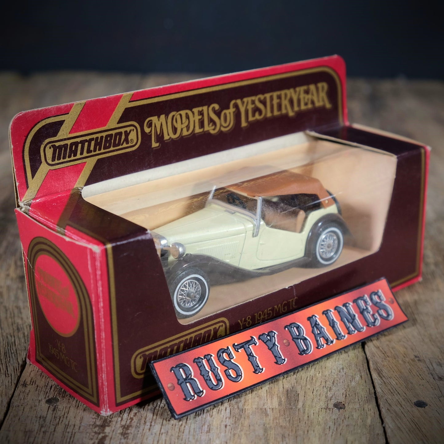 Vintage Matchbox Models of Yesteryear Y8 1945 MG TC British Sports Car, Cream/Brown
