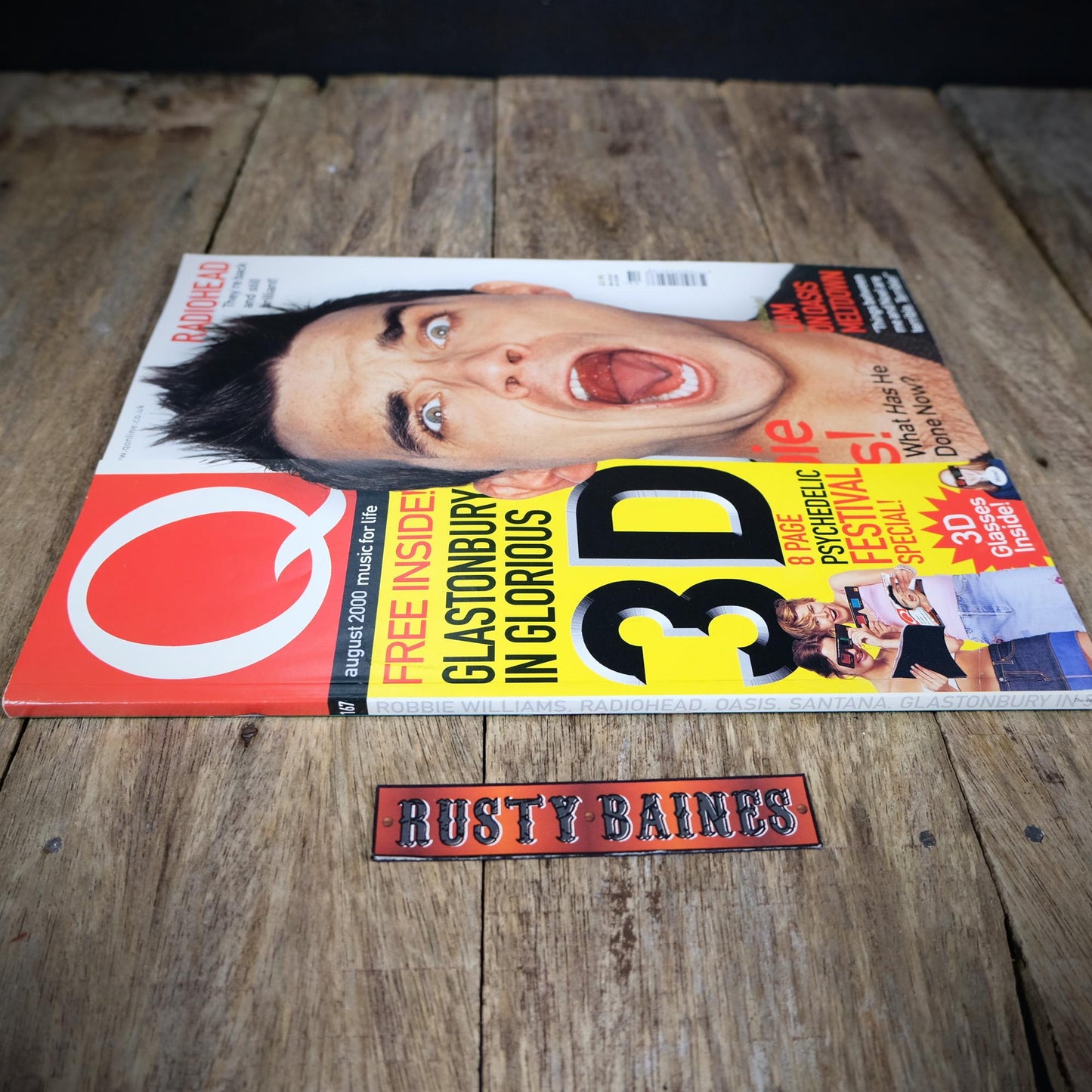 Q Magazine August 2000, Radiohead, Robbie Williams, Liam Gallagher/Oasis, Santana, Elliott Smith, Wyclef Jean