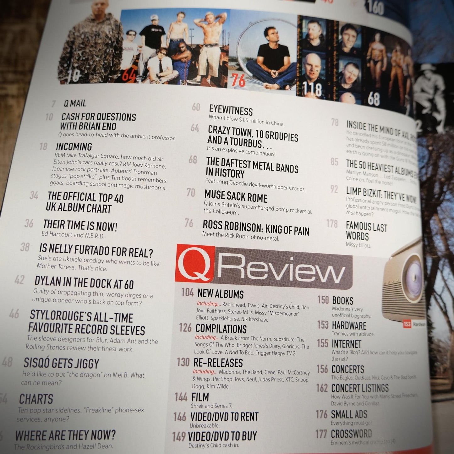 Q Magazine July 2001, Limp Bizkit, Crazy Town, Muse, Axl Rose, Brian Eno