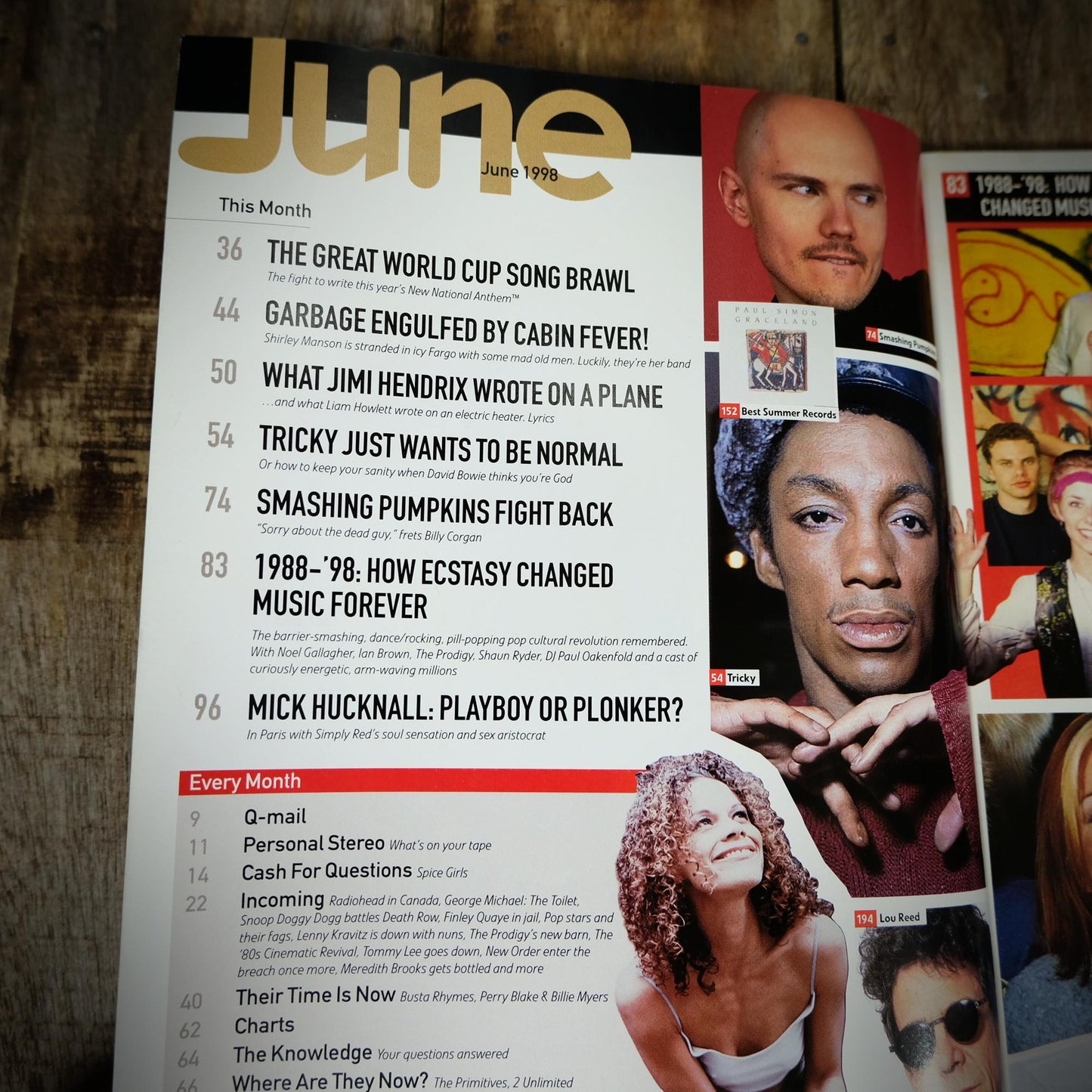 Q Magazine June 1998, Mick Hucknall, Crosby Stills and Nash, Smashing Pumpkins, Garbage, Tricky