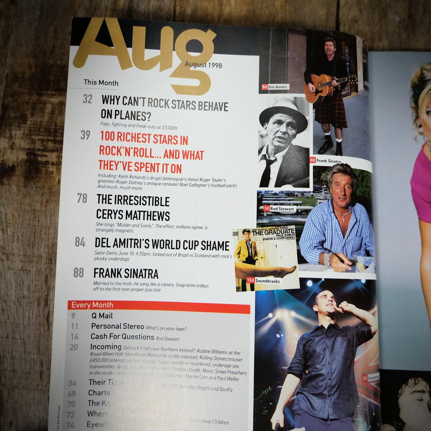 Q Magazine August 1998, Cerys Matthews, Rod Stewart, Del Amitri, Frank Sinatra