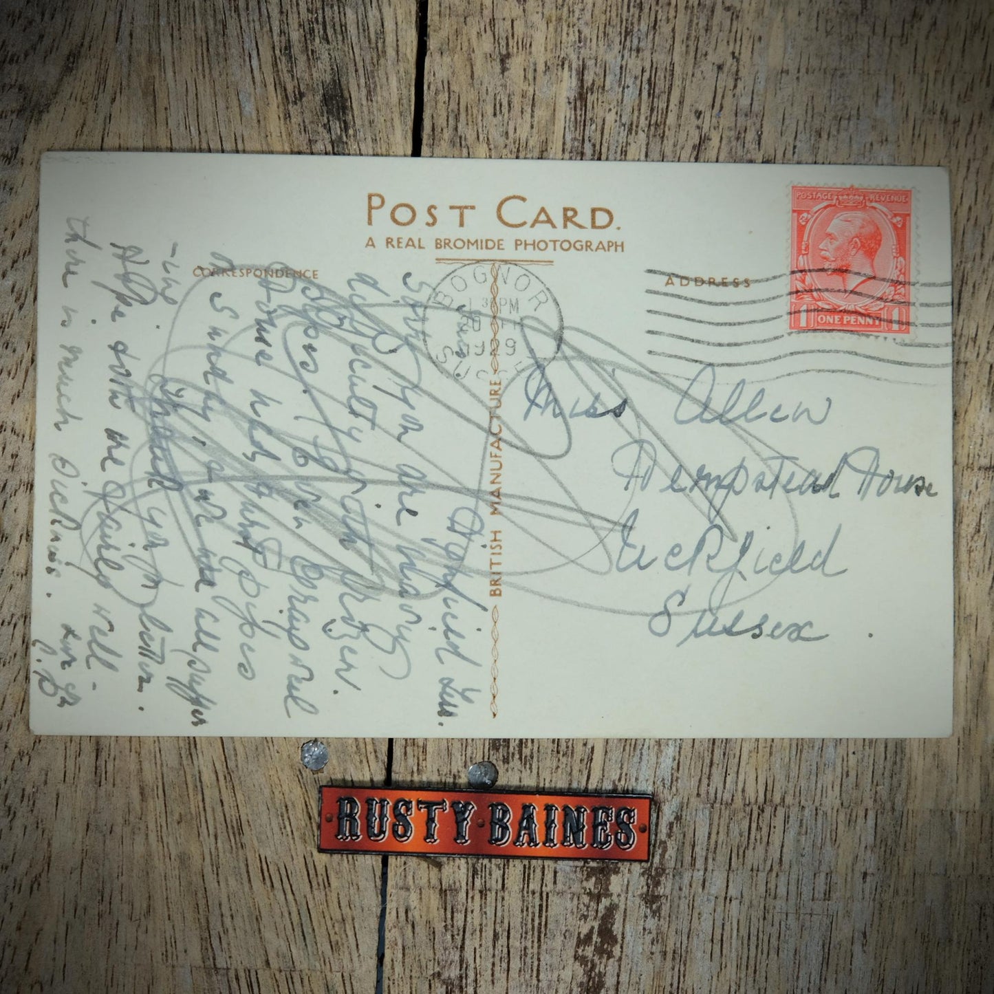Postcard, Craigweil House, Bognor, 1929 Real Photo
