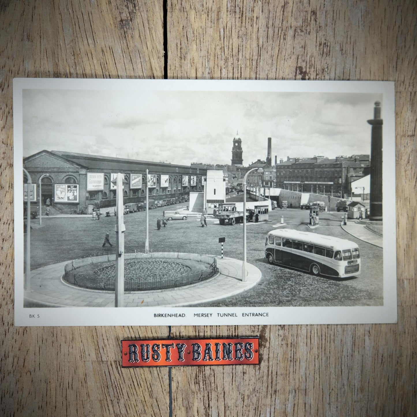 Postcard, Birkenhead Mersey Tunnel Entrance, 1960s Bus