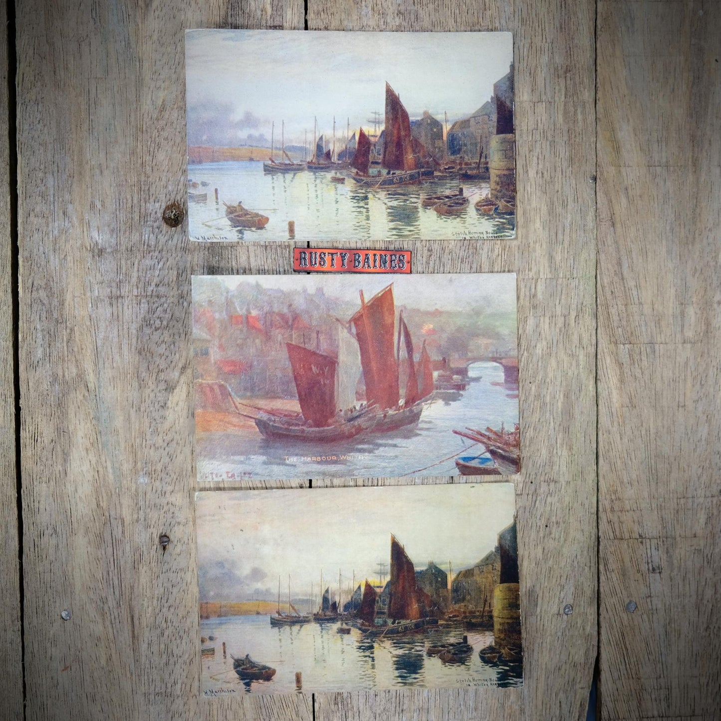 Postcards, Whitby Harbour Art Views, Early 1900s, Printed