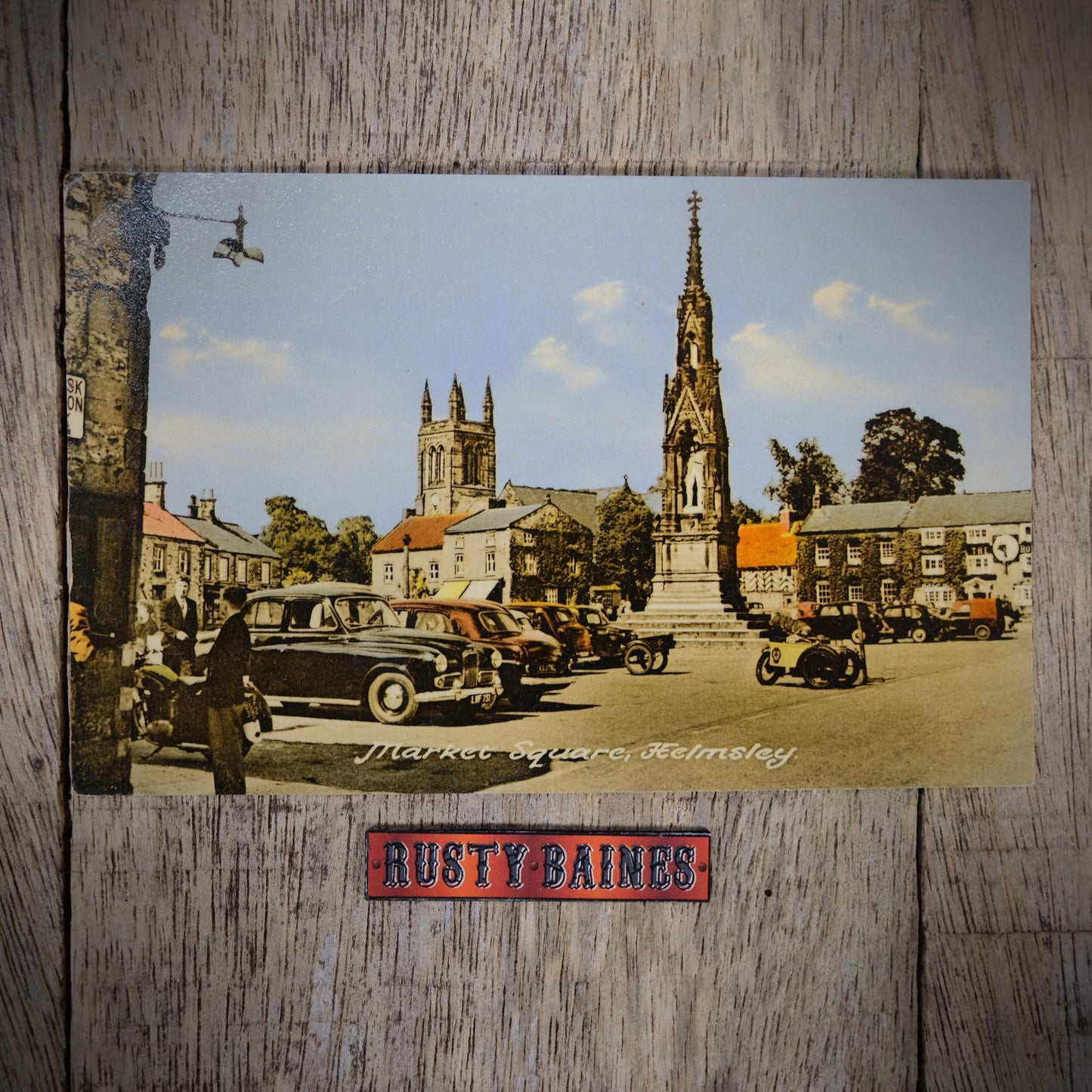 Postcard, Plain Back, Helmsley Market Square, AA Bike/Sidecar, Cars