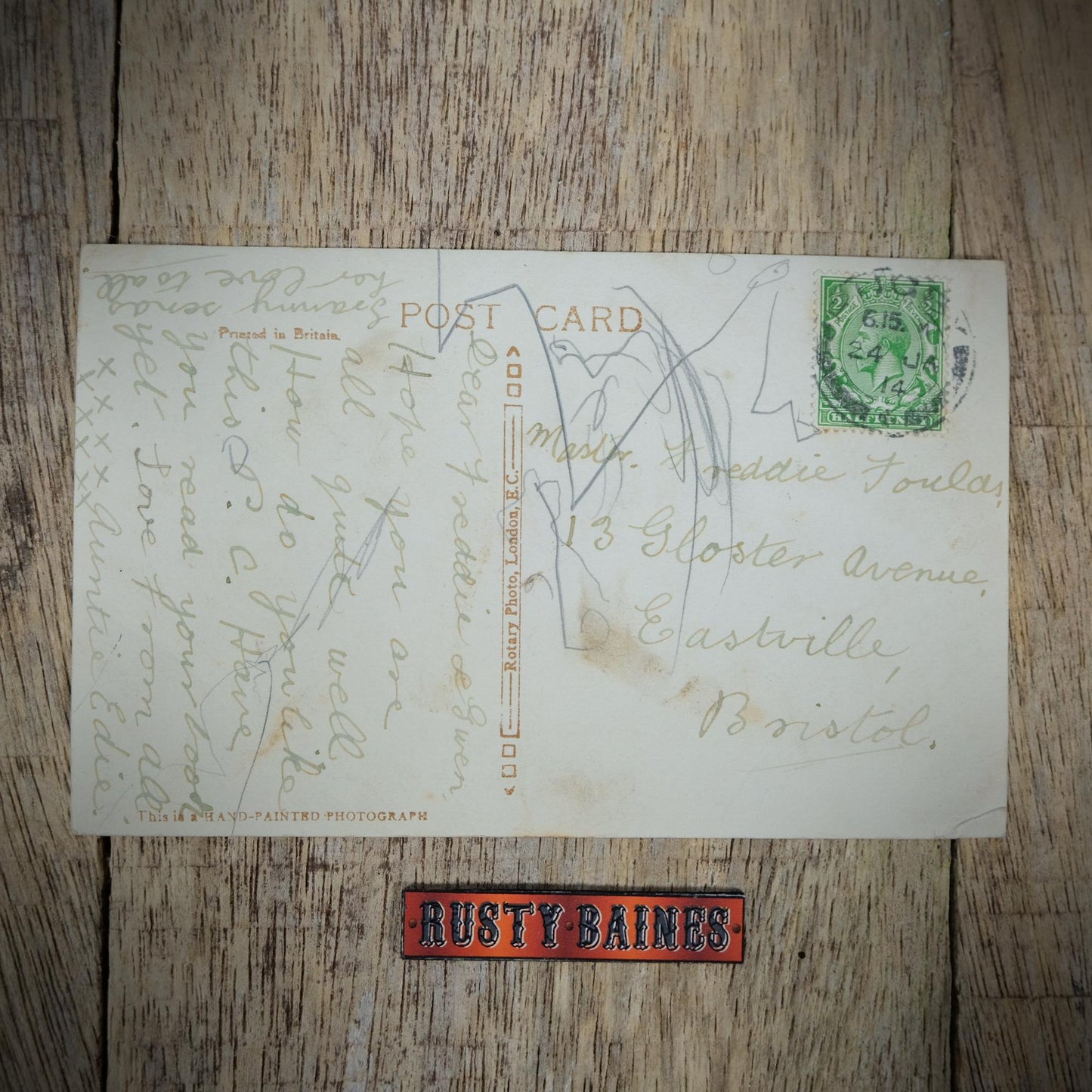 Postcard, 1914 Colour Tinted, Young Boy Football Player Flat Cap