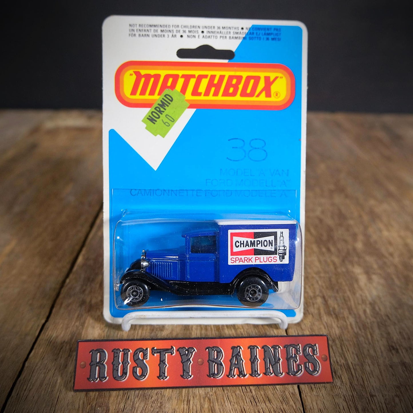 Matchbox No.38 Ford Model A Van Champion Spark Plugs, Sealed Blister Card