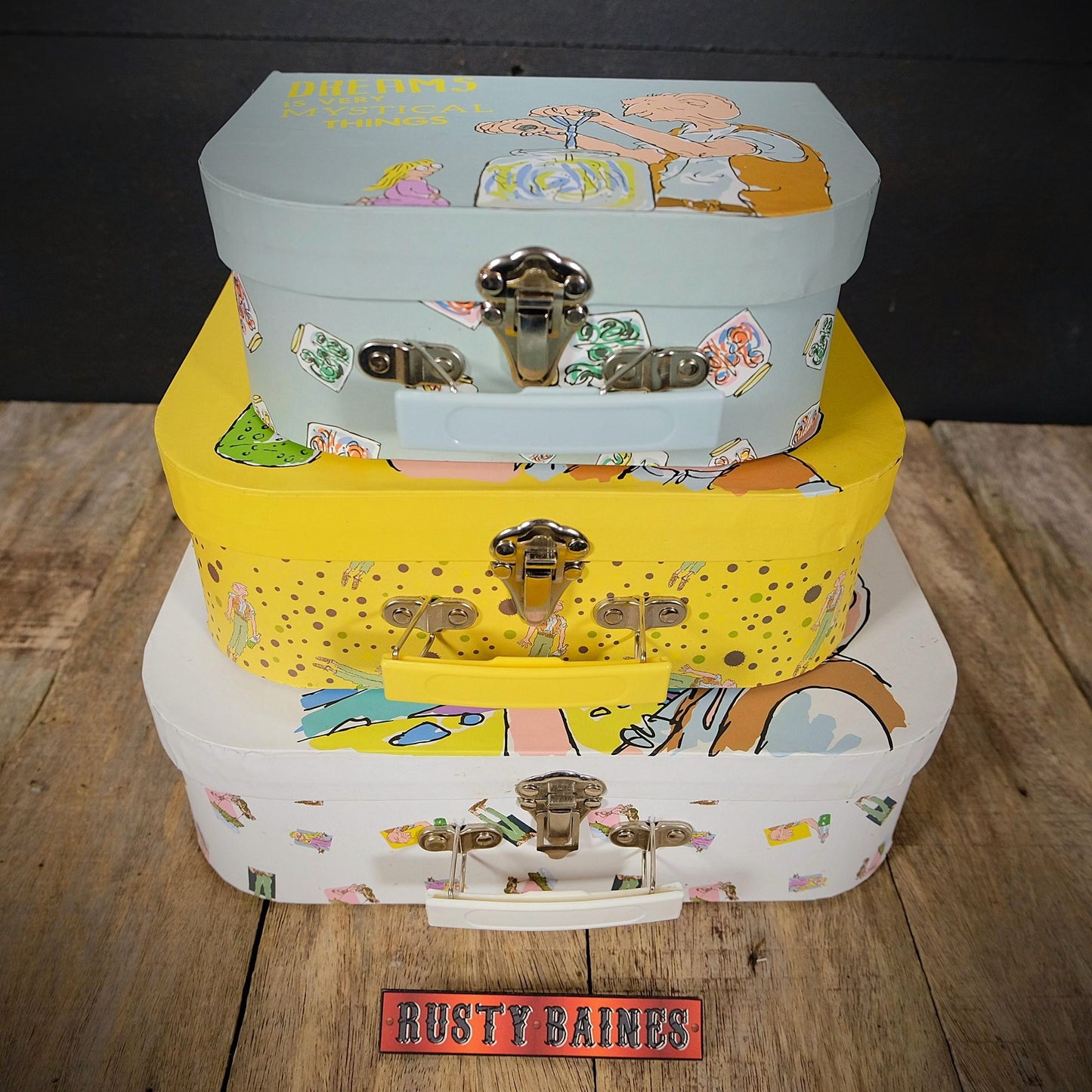 Small Graduated Stacking Storage Case Set, Roald Dahl, BFG, Suitcase Style