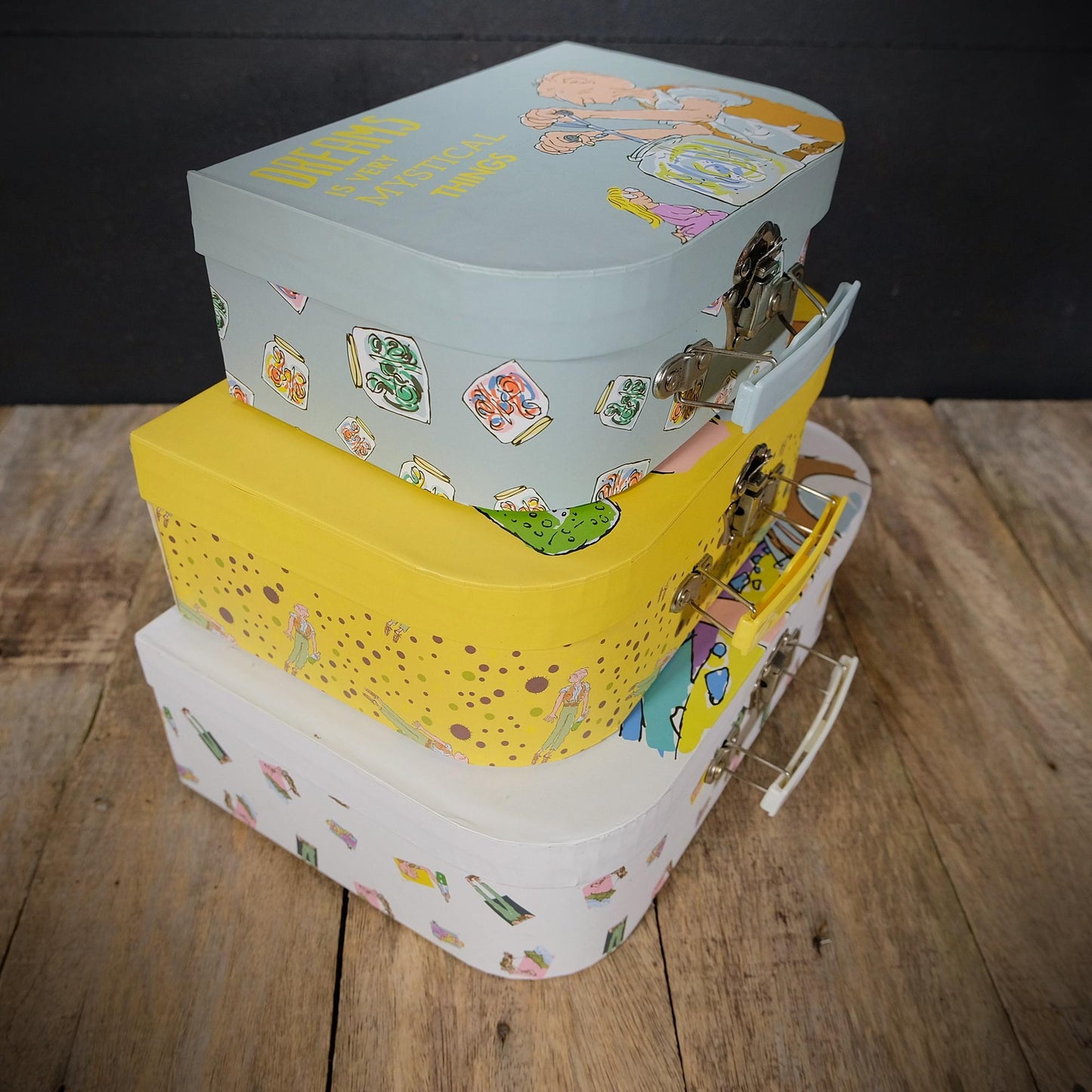 Small Graduated Stacking Storage Case Set, Roald Dahl, BFG, Suitcase Style