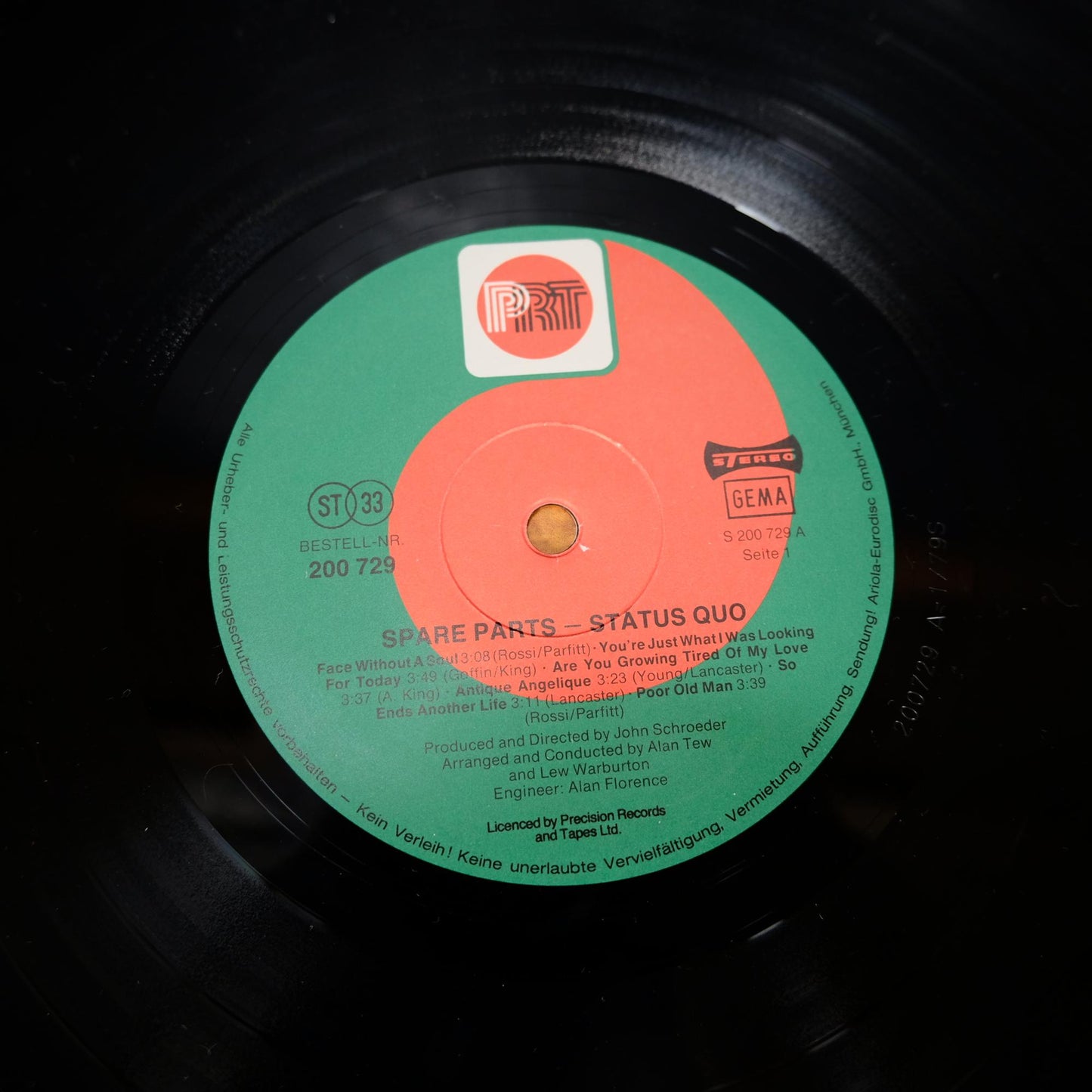 Record LP Album, Status Quo, Spare Parts, German Re-Issue