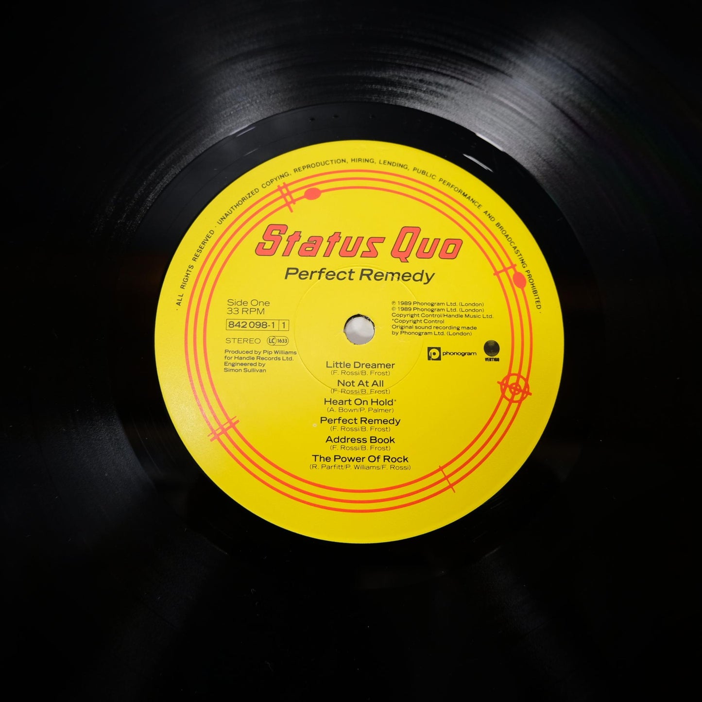 Record LP Album, Status Quo, Perfect Remedy