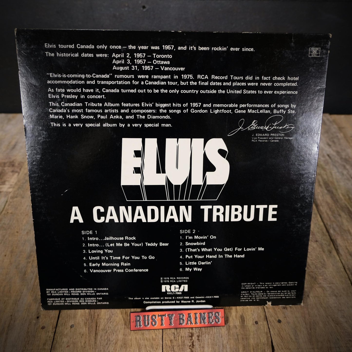 Record LP Album, Elvis Presley, A Canadian Tribute, Coloured Vinyl