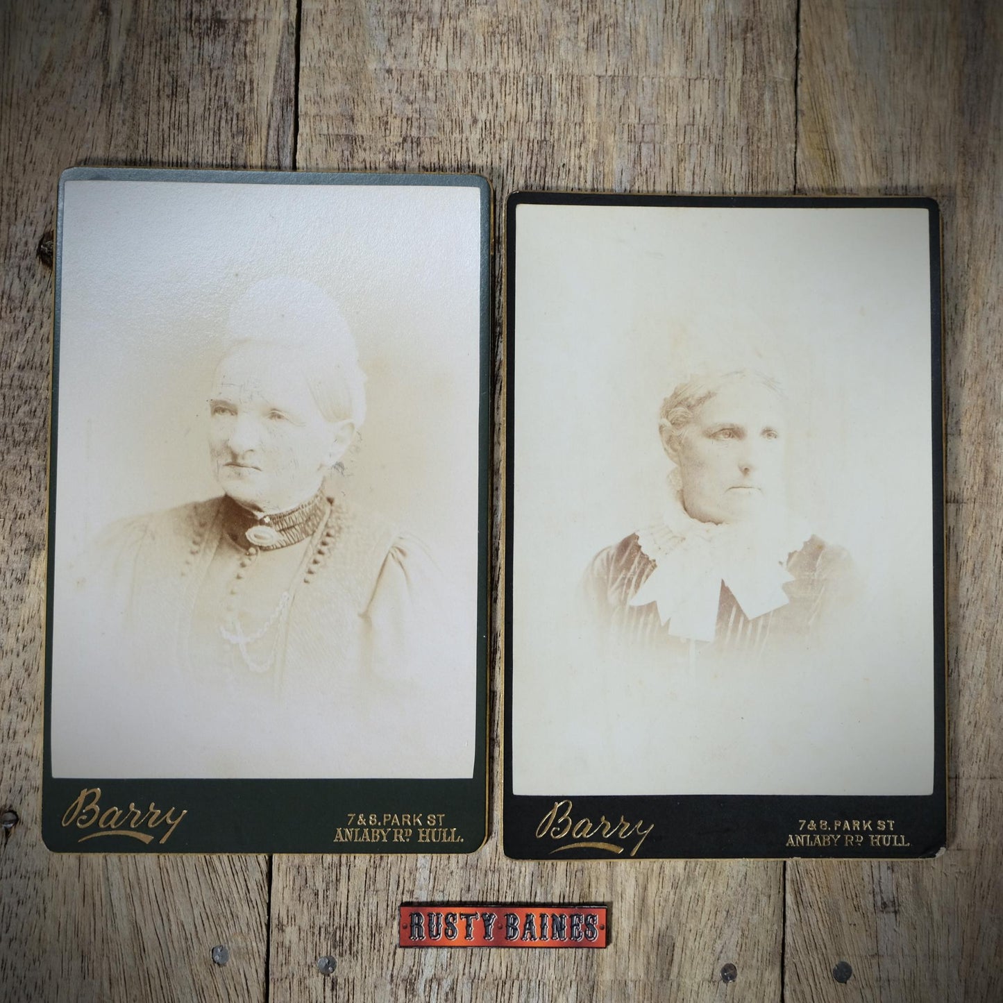 Original Victorian Era Cabinet Photo x2, Barry Studio of Hull, Mature Females