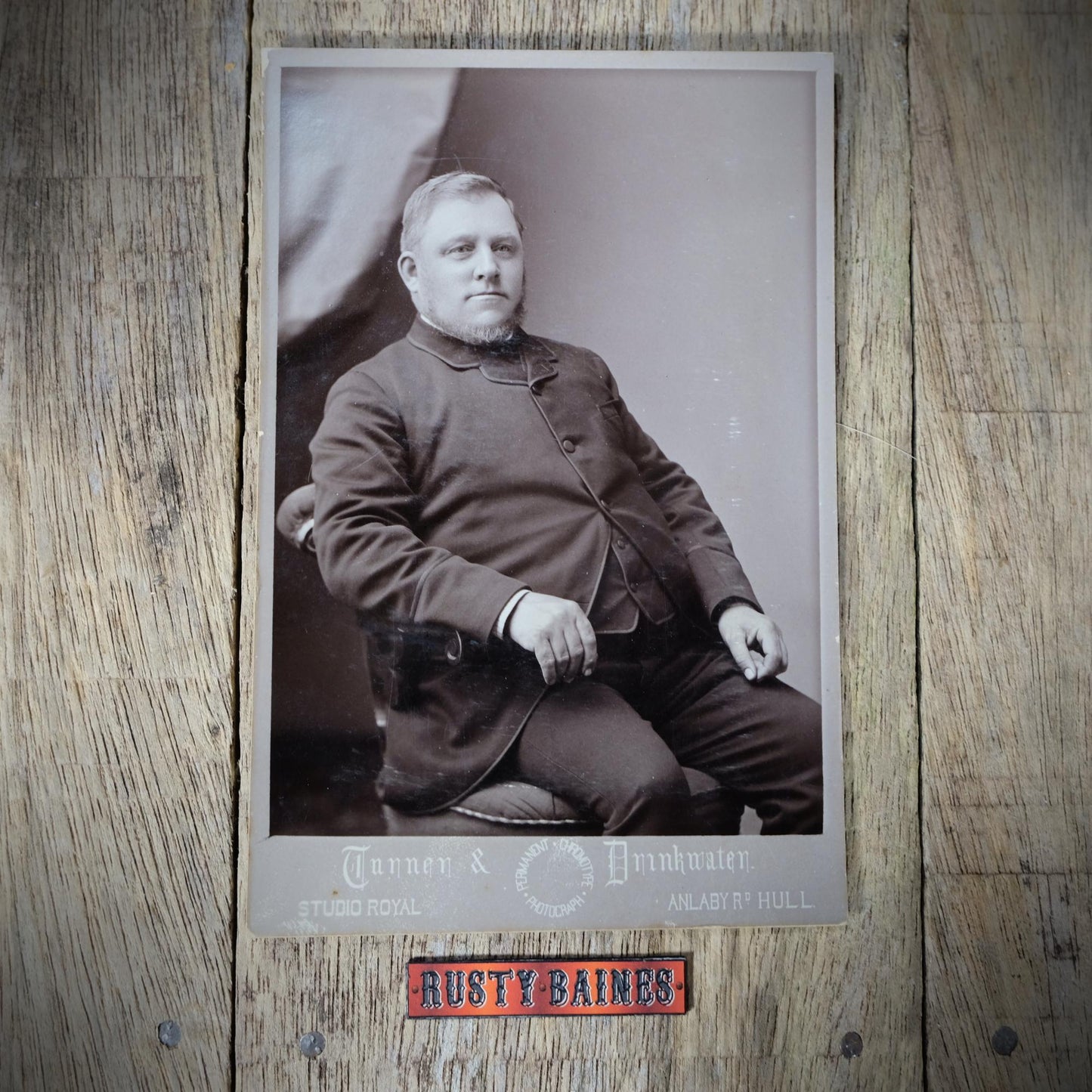 Original Victorian Era Cabinet Photo, Drinkwater Studio of Hull, Well Groomed Man in Suit