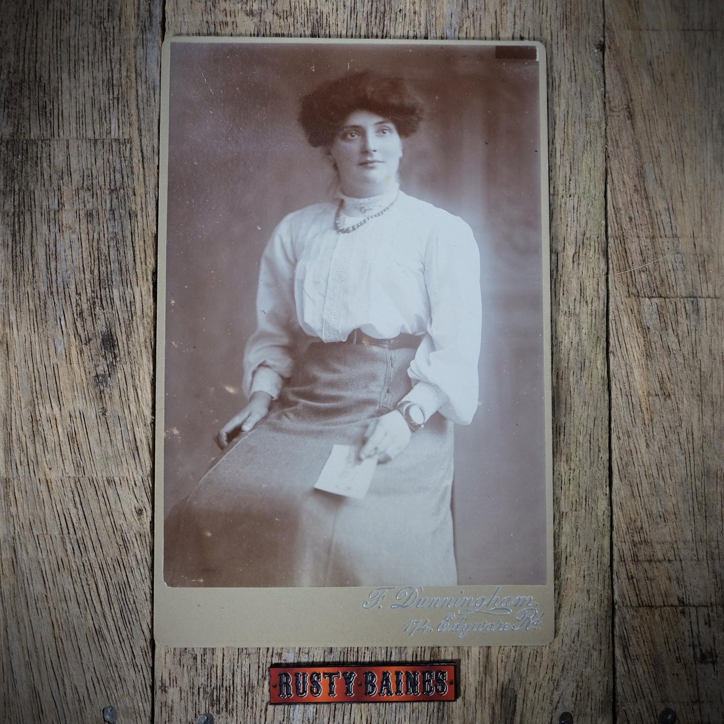 Original Victorian Era Cabinet Photo, Dunningham Studio of London, Female Portrait, Jewellery, Fashion